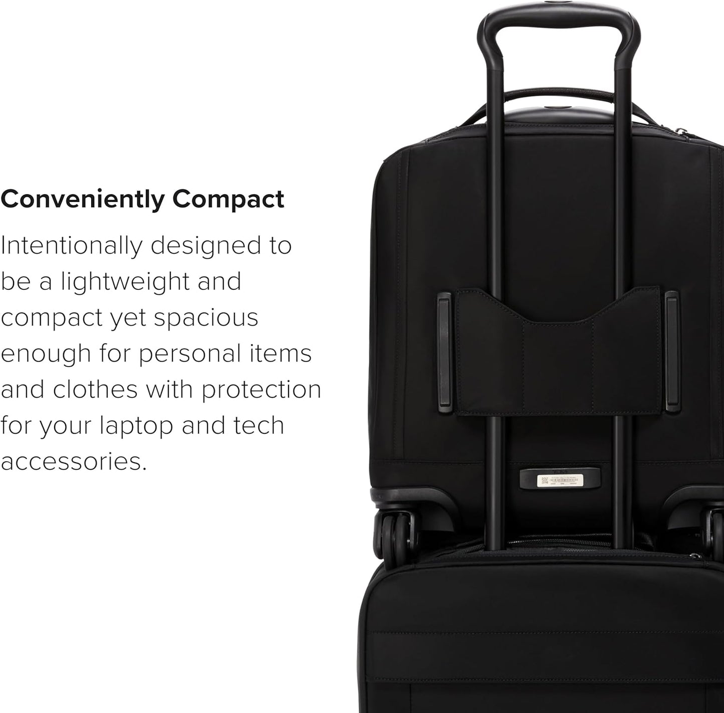 TUMI - Voyageur Leger 4 Wheeled Luggage - Women's Lightweight and Spacious, Sleek Silhouette, Durable Premium Suitcase - 16" Compact Carry-On, Black with Gunmetal Hardware