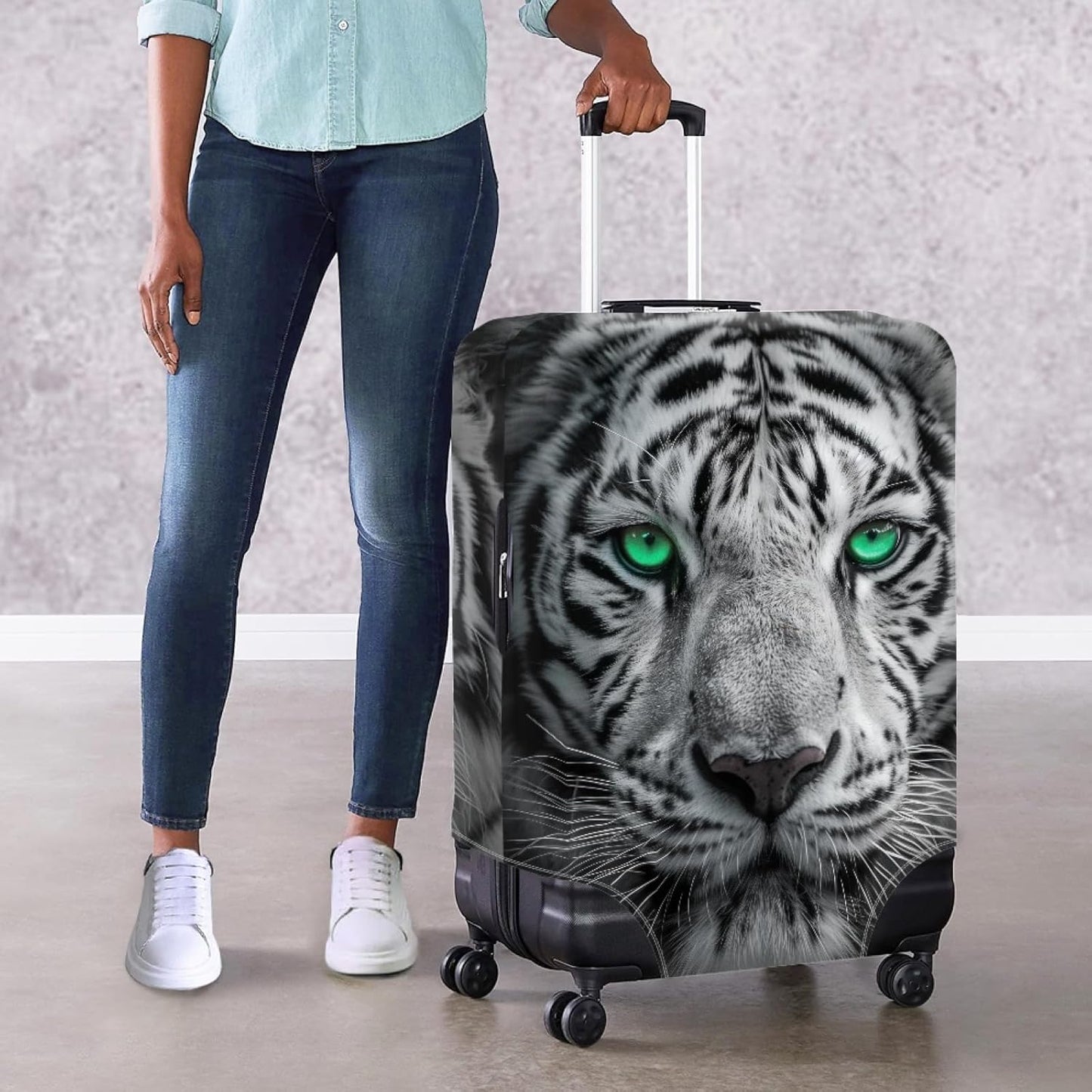 Tiger Animal 3D Printed Travel Luggage Suitcase Cover 30-32 Inch Cover Spandex Suit Case Protector for Carry On Luggage