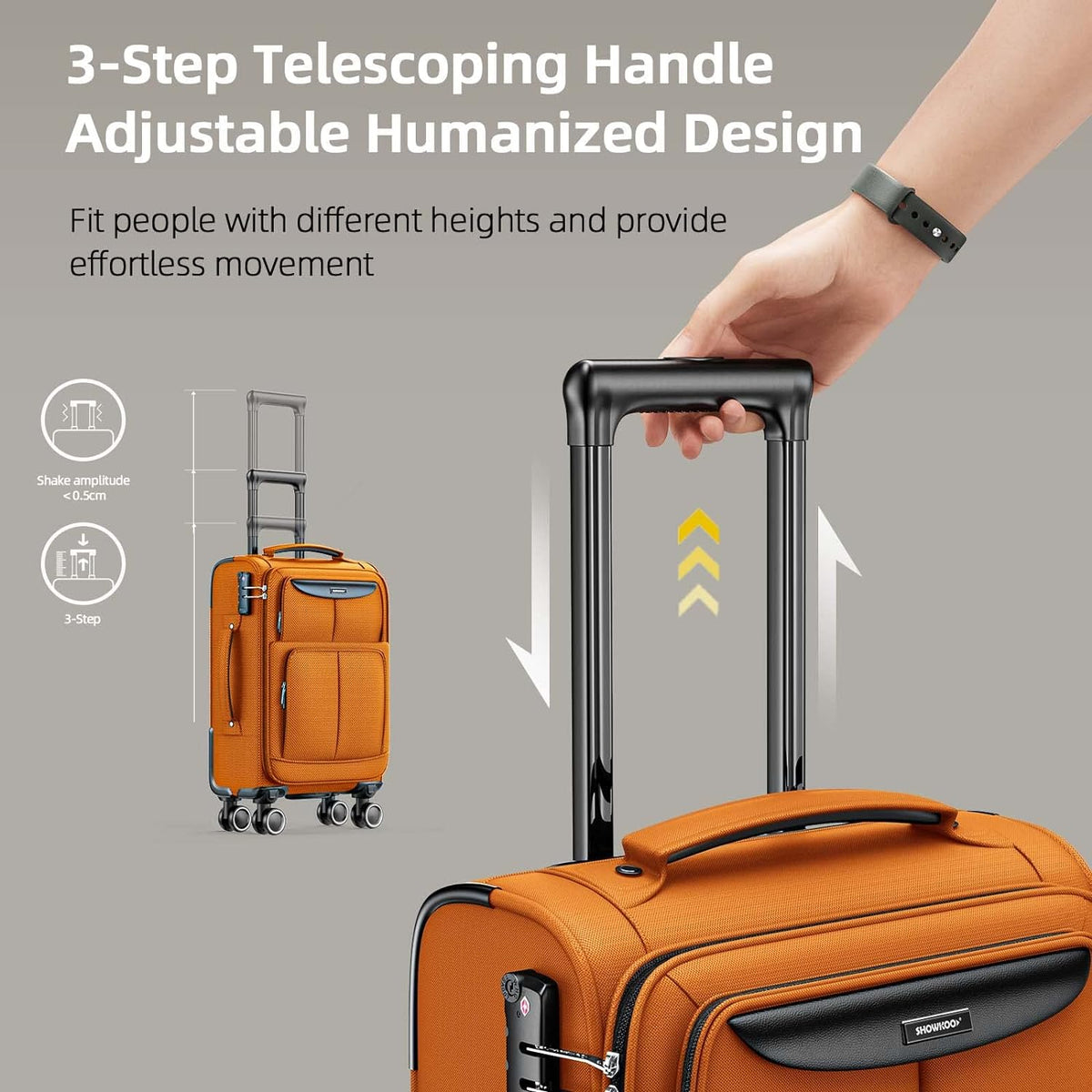 SHOWKOO Luggage Sets 3 Piece Softside Expandable Lightweight Durable Suitcase Sets Double Spinner Wheels TSA Lock Hot Orange (20in/24in/28in)