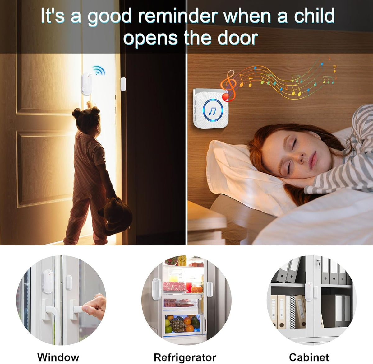 SanJie Door Sensor Chime for Door Opens， Door Entry Chime for Business/Home/Office/Store,500 FT Range,26 Chimes 5 Adjustable Volume Door Ringer Alert 3 Sensors + 1 Receivers