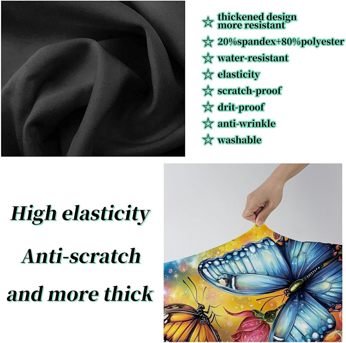 Luggage Cover Suitcase Protector + Tag, Colorful Rose Butterfly Travel Cover for 29-30 inch Luggage (XL) with Concealed Zipper, Washable Elastic Cloth, Dustproof, Anti-Scratch