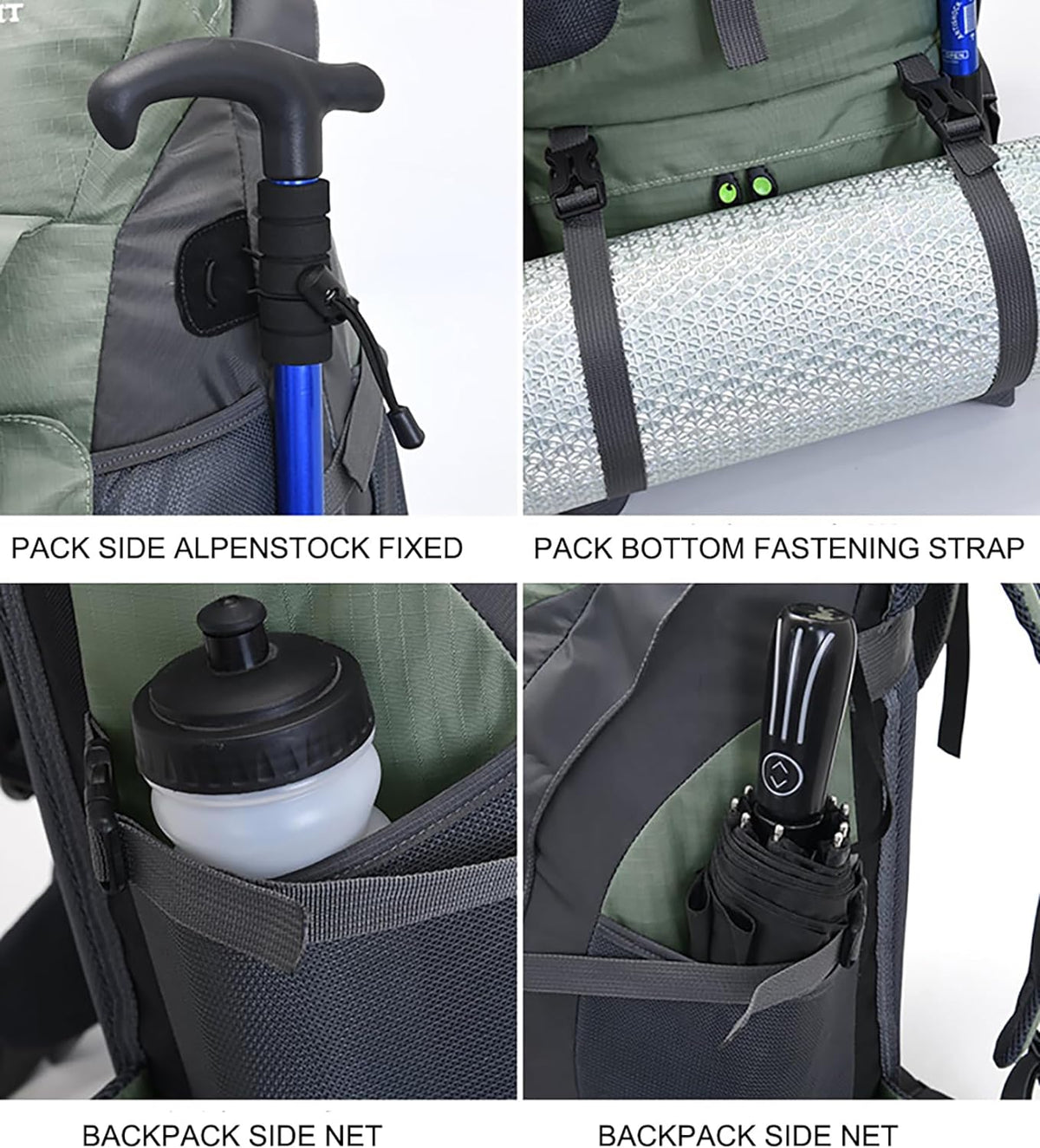 Bseash 50L Hiking Backpack, Water Resistant Lightweight Outdoor Sport Daypack Travel Bag for Camping Climbing Skiing Cycling (Army Green - With Shoe Compartment)