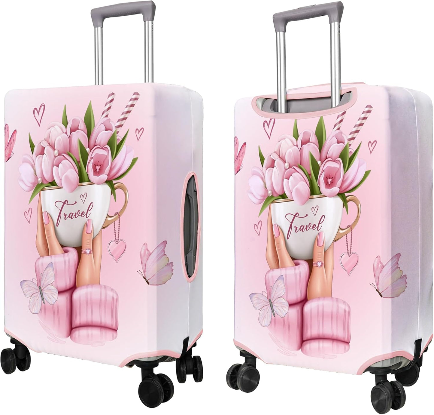 Travel Luggage Cover Suitcase Protector Fits 18-32 Inch Wheel Covers PatternedTravel Related Items Flower Luggage Protector Elastic XL
