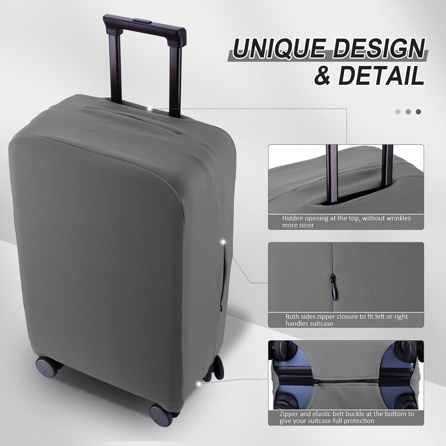 Travel Luggage Cover Suitcase Protector Scratch-Resistant Fit 19-31 Inch Suitcase, Not Included Suitcase (Slate Gray, SX(22-23 inch))
