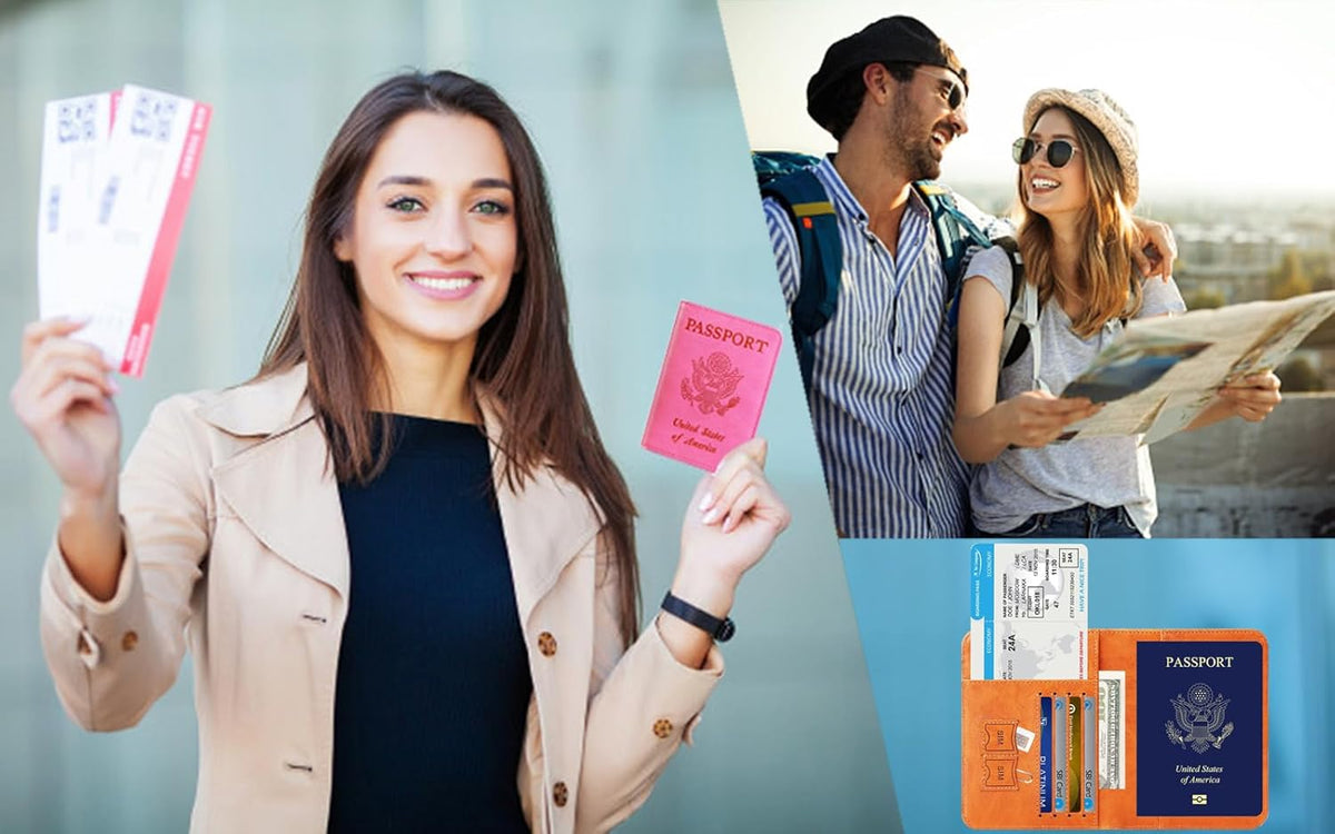 Passport Holder Cover Wallet Travel Essentials RFID Blocking Leather Card Case International Must Haves Travel Accessories for Women Men(101#Green)