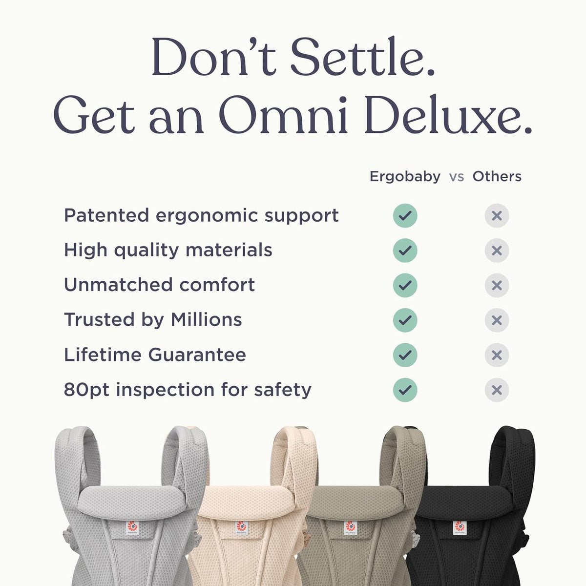 Ergobaby Omni Deluxe Baby Carrier Newborn to Toddler - Breathable Baby Carriers for Summer - All-Position Carrier with Enhanced Lumbar Support & Airflow (7-45 Pounds), Mesh, Serene Blue