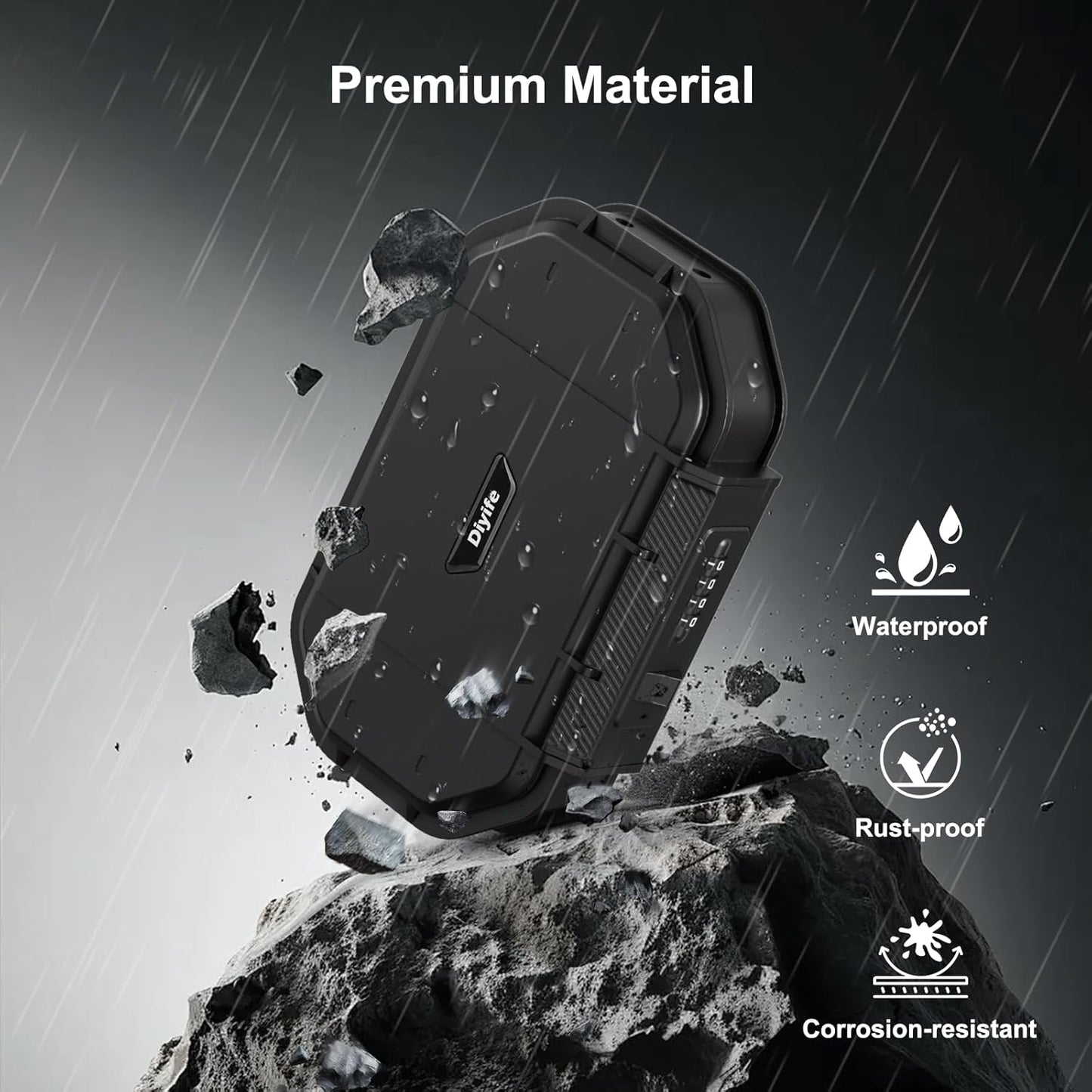 Portable Safe Box, Travel Safe Lock Box with Code, 4 Digit Combination Lock Waterproof Anti-Theft Lock Box with Removable Chain, Portable Lockbox for Beach Outdoor Dorm Hotel Home Car