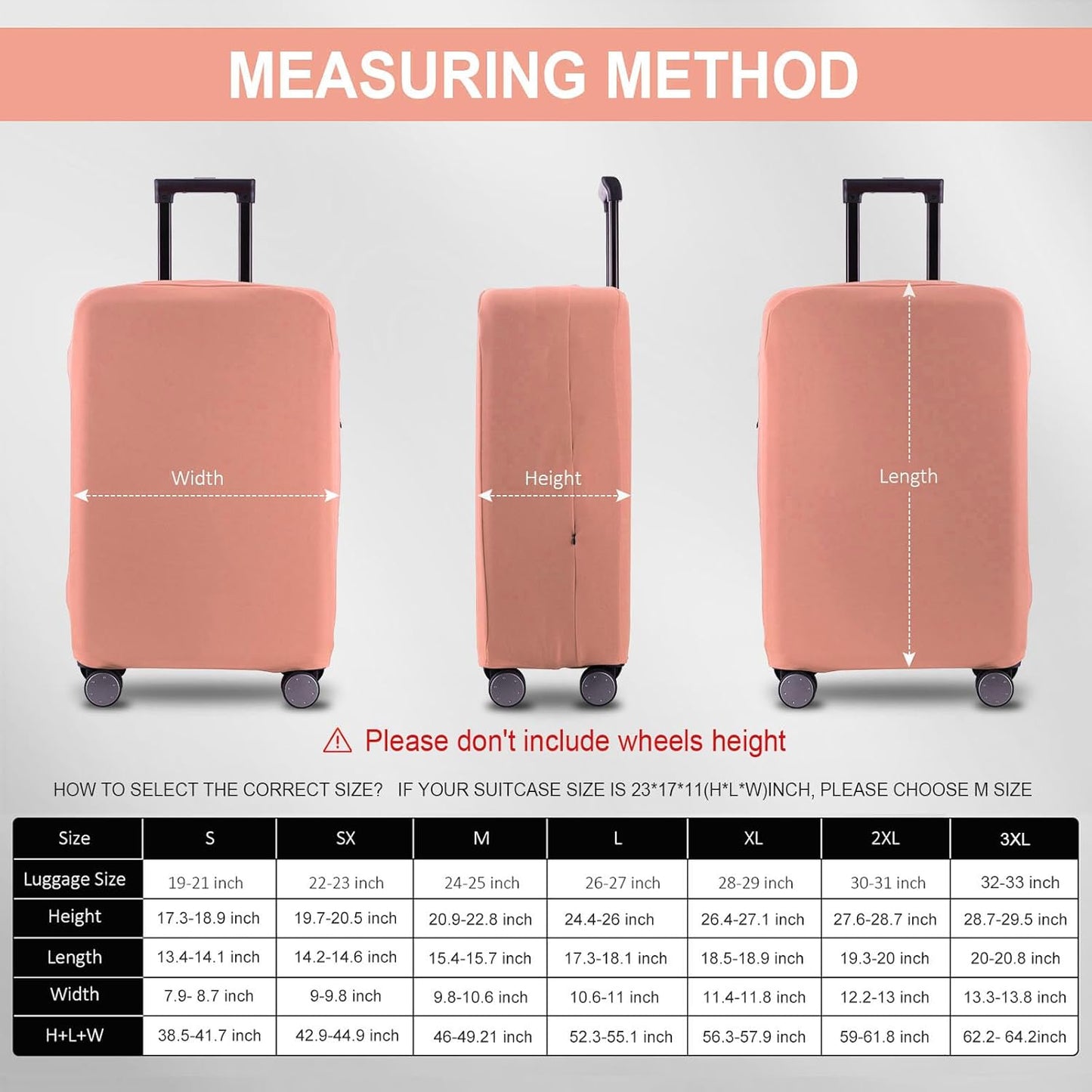 Travel Luggage Cover Suitcase Protector Scratch-Resistant Fit 19-31 Inch Suitcase, Not Included Suitcase (Pink, L(26-27 inch))
