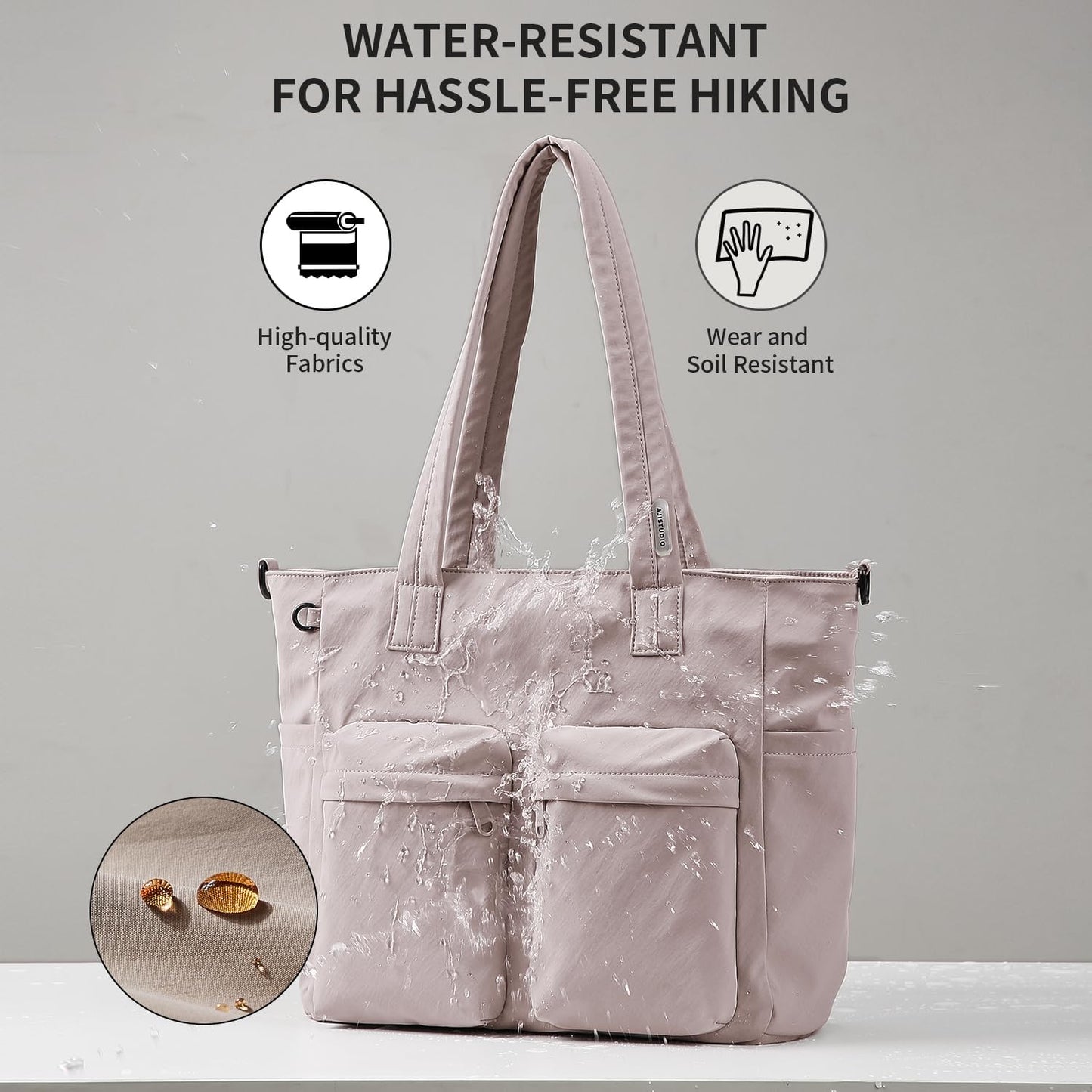 aji Tote Bag for women work, Water-Resistant Tote Bag with Multi Pockets,for Work/Travel/College/Daily