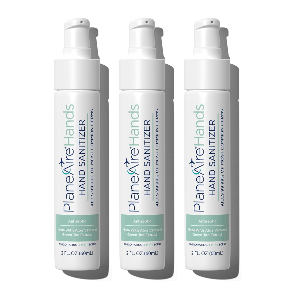 3-Mint Gel Hand Sanitizer | Soothing, Moisturizing, Hydrating | Travel Size | With Aloe Vera & Green Tea Extract | Mint Oil Blend with Peppermint Essential Oil | For Cars, Backpacks, Travel | 3-pack