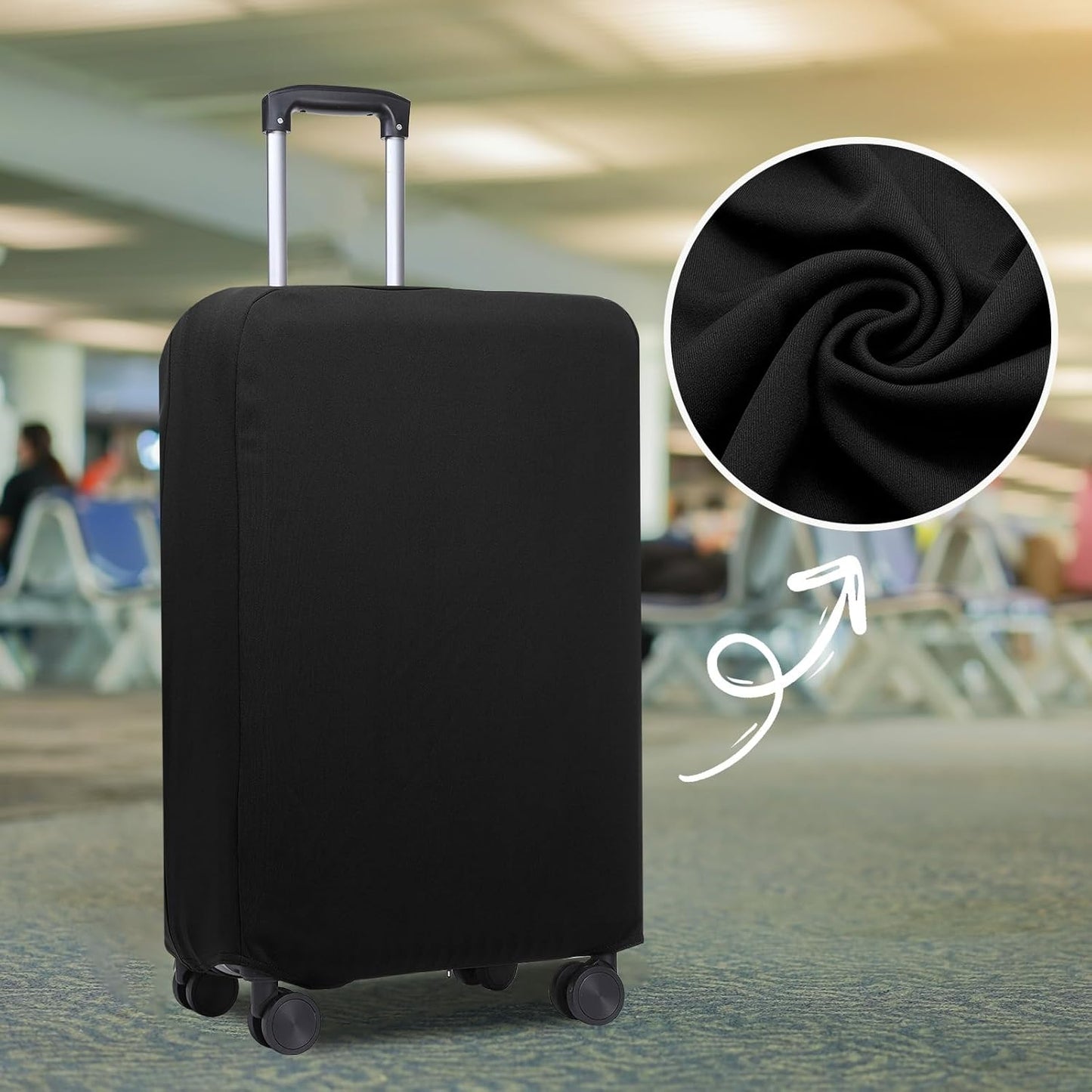 PATIKIL Luggage Cover, Suitcases Covers Elastic Carry on Cover Protector Washable Scratch-Resistant Fits 26-27 Inch Luggage for Travel Business Trips, Black