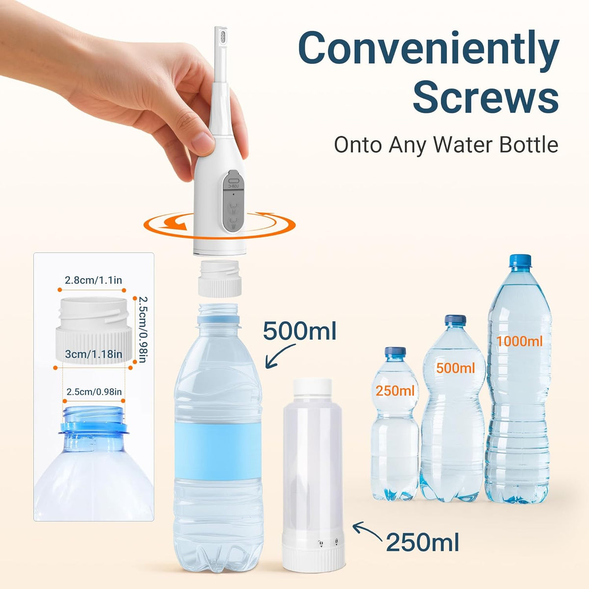 Portable Bidet for Travel – Electric Peri Bottle with Dual Spray Modes, 360° Nozzle, Water Bottle Adapter, USB Rechargeable, Waterproof, Travel Bidet for Postpartum & Personal Hygiene