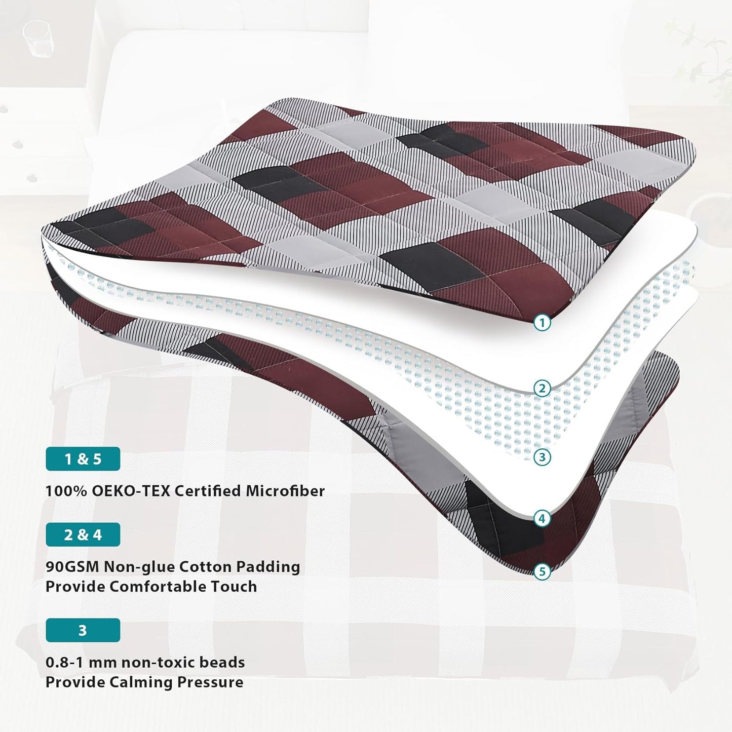 L'AGRATY Weighted Blanket - 48"x72" 20lbs Cooling Breathable Heavy Blanket Microfiber Material with Glass Beads for Adult All-Season Summer Fall Winter Soft Thick Comfort