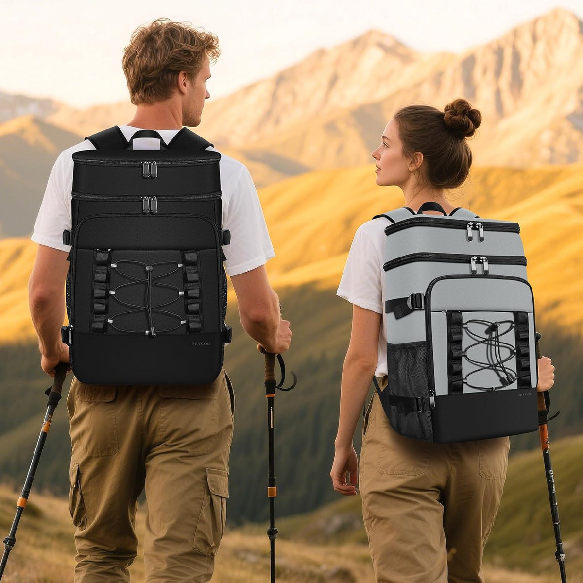 MIYCOO Cooler Backpack - 40 Cans Insulated Backpack Cooler for Men & Women, Portable 2 Leak Proof Compartments Coolers Bag for Beach Travel Picnic Lunch Hiking BBQ Camping