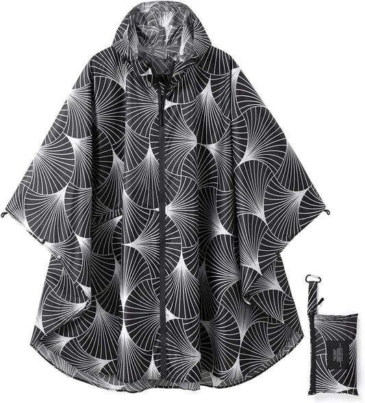 Rain Poncho Jacket Coat Hooded Zipper Style for Women/Men/Adult with Pocket