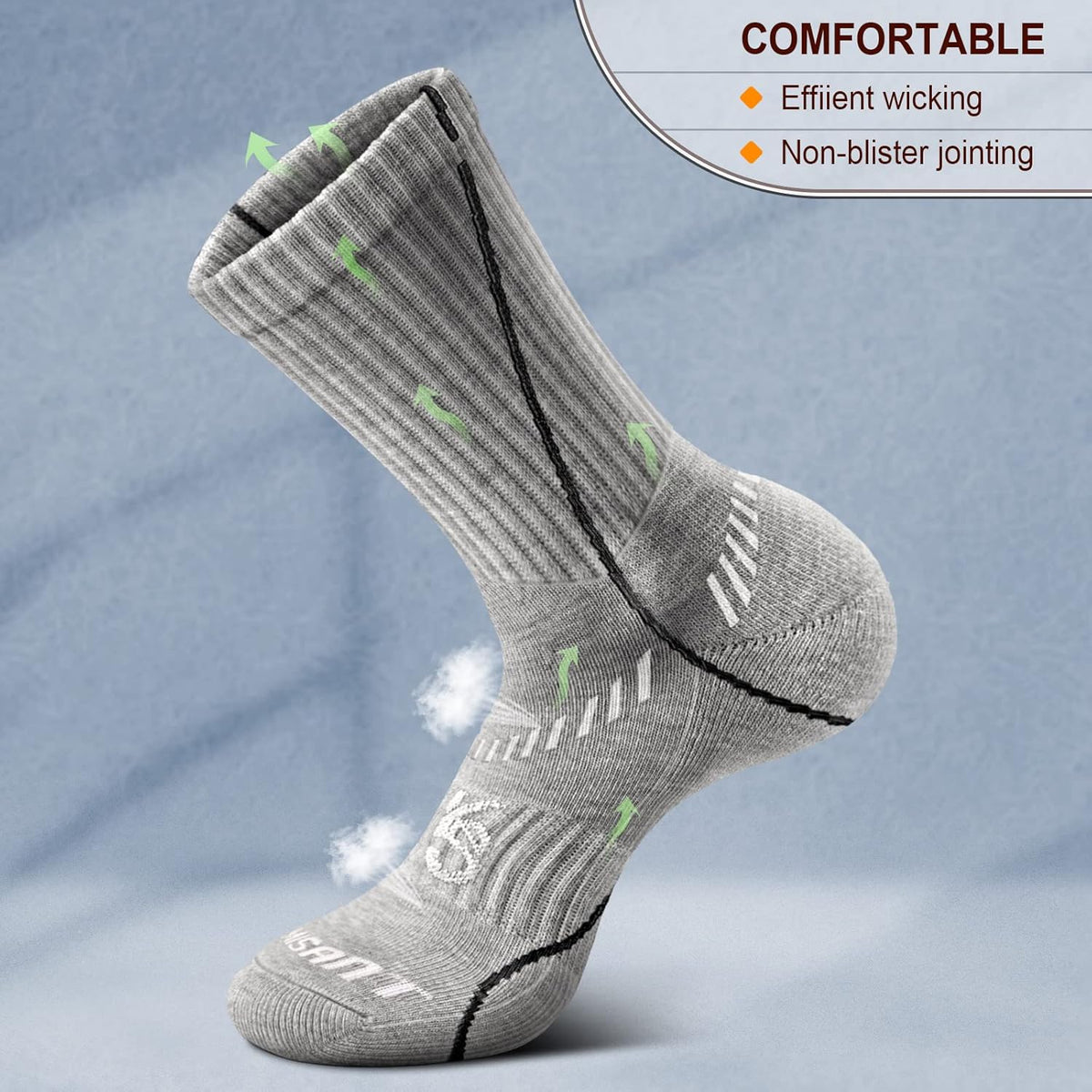 BULLIANT Compression Socks for Men 6Pairs, Athletic Crew Socks Cushioned For Men Sports Running-Arch Support