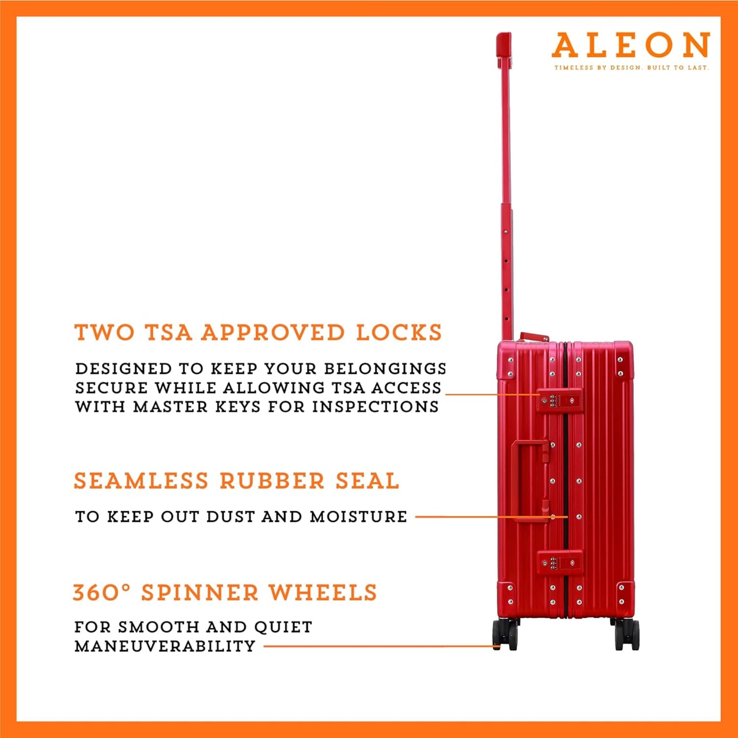 All Aluminum Lightweight Carry-On Luggage - Hardside Carry-On Suitcase, TSA Approved, Hard Shell Suitcase for Travel, Airline Approved 21 Inch Hard Spinner Wheels Luggage (Ruby)