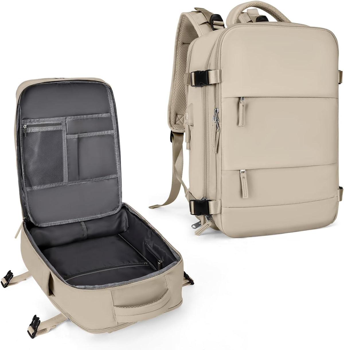 coowoz Travel Backpack For Women Men,Carry On Backpack,Hiking Backpack Waterproof Outdoor Sports Rucksack Casual Daypack travel essentials（Khaki）