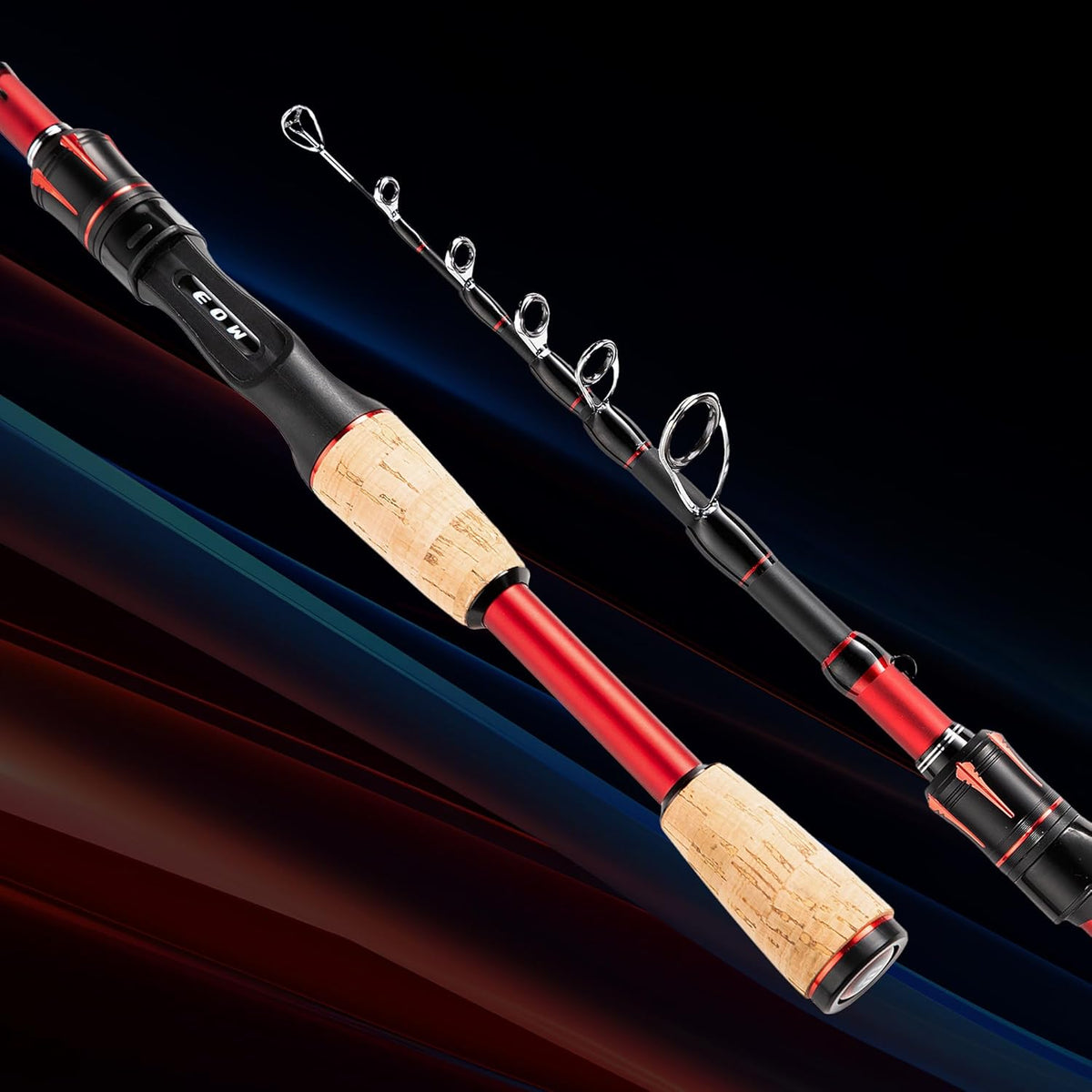 EOW XPEDITE LITE Portable Telescopic Fishing Rods & Combo, Spinning & Casting Fishing Poles, 24T Carbon Rod Blanks, Solid Carbon Tip, Split Cork Grips, Travel Rod, Combos with 5+1BB Spinning Reel