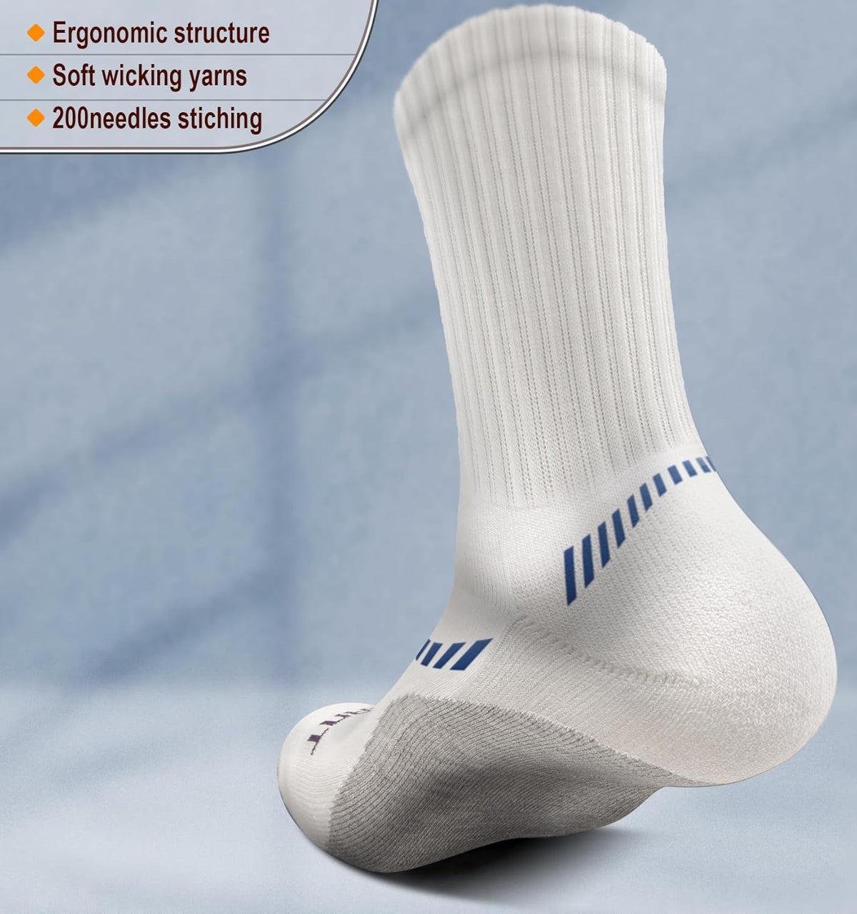 BULLIANT Compression Socks for Men 6Pairs, Athletic Crew Socks Cushioned For Men Sports Running-Arch Support