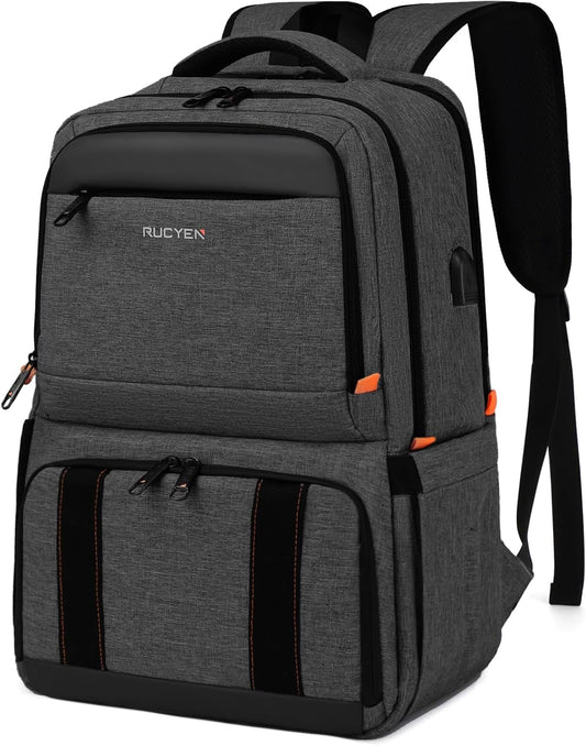 Lunch Backpack, Insulated Cooler Backpack Lunch Box for Men Women, 15.6 Inches RFID Blocking Laptop Backpack with USB Port Lunch Bag for Work Travel Black