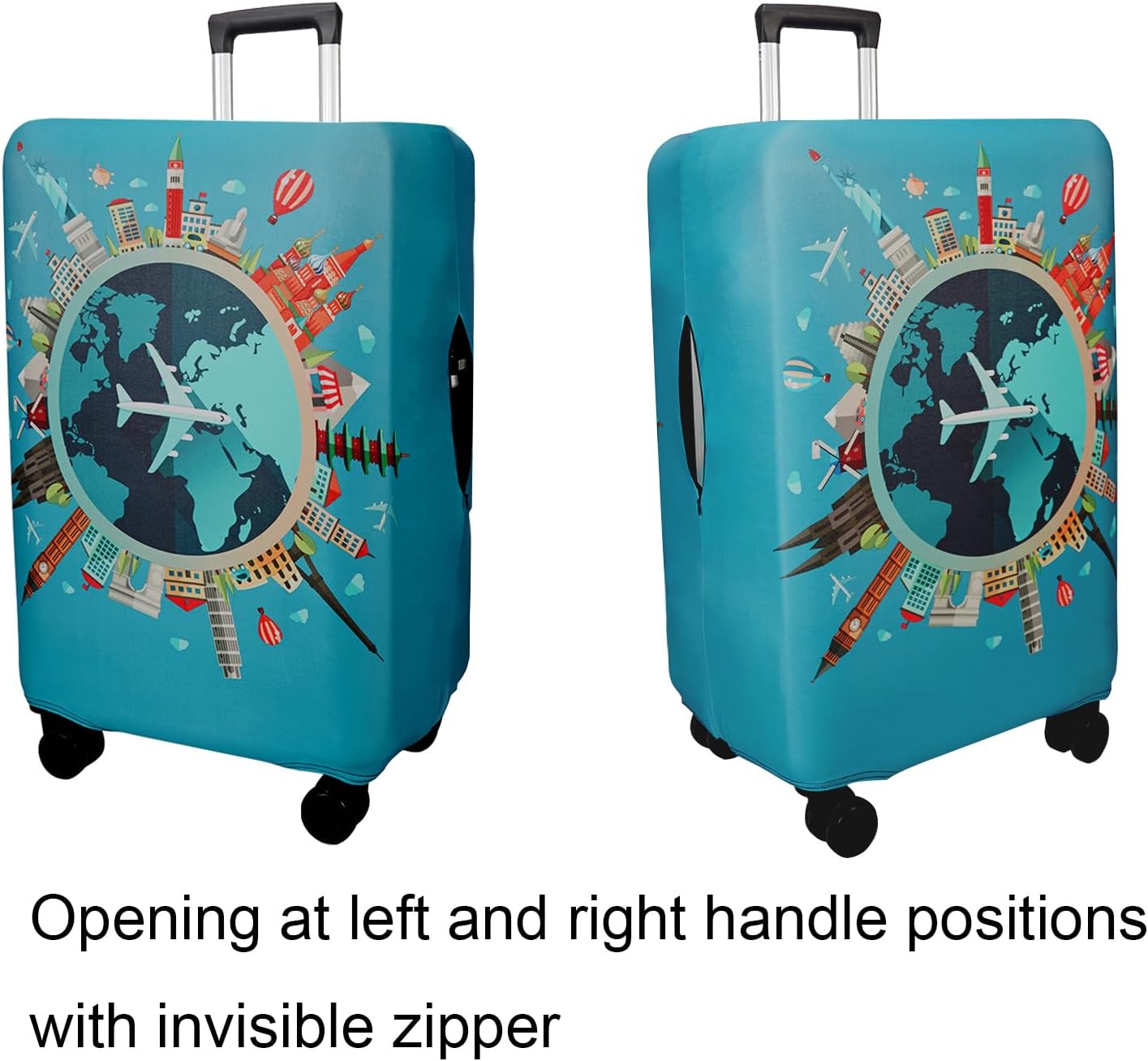 WUJIAONIAO Travel Luggage Cover Baggage Suitcase Cover Protector Skins 18-32 Inch (A15 Go Travel, M (for 22-24 inch luggage))