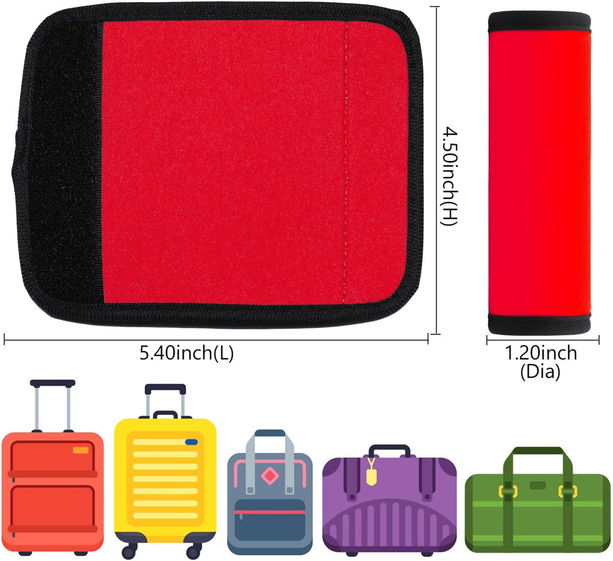 Neoprene Luggage Handle Wraps for Traveling Bright Color Luggage Tags/Handle Wraps/Handle Covers-Mixed 5 Colors