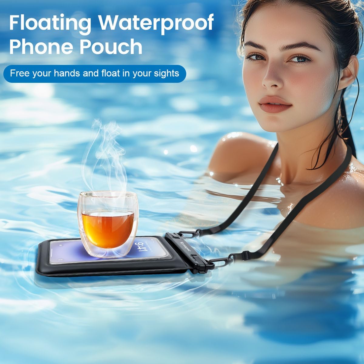 [Up to 8.5"] Floating Waterproof Phone Pouch 2 Pack - Floatable Waterproof Phone Case with Lanyard for iPhone 16 15 Pro Max, Galaxy S25 S24 Ultra, IPX8 Cellphone Dry Bags, Beach Vacation Essentials