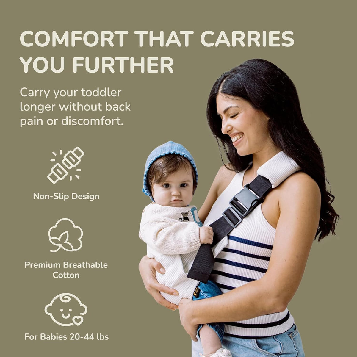 Ergonomic Lightweight Adjustable Toddler Sling Baby Carrier with Zipper Pockets Shoulder Padding Anti Slip Support for Travel Loving Dads and First Time Moms from 9 Months to 4 Years