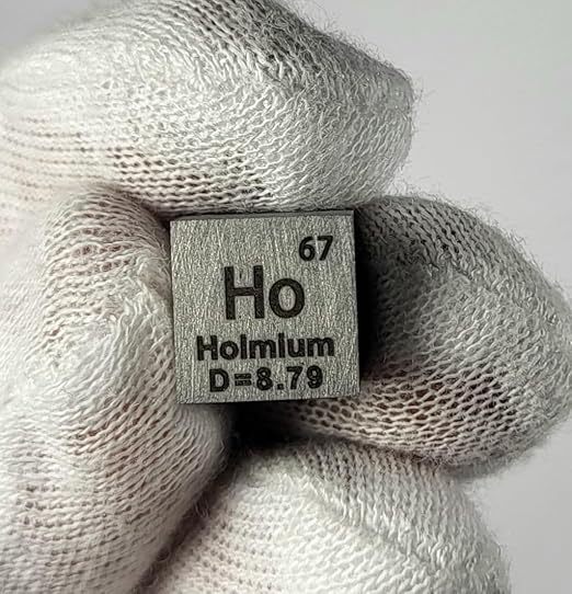 0.39" 10mm Holmium Metal Cube Ho up to 99.9% Pure Periodic Table Element Engraved Density Collection Science Education Display Block Cube + Acrylic Case Box - 1PC