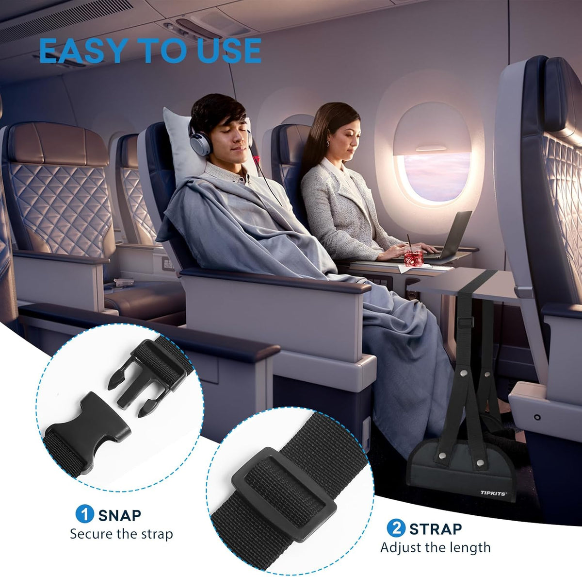 Airplane Footrest Made with Premium Memory Foam, Portable Foot Hammock with Comfortable No Clashing Base, Airplane Travel Accessories to Reduce Swelling and Soreness, Gifts for Travelers