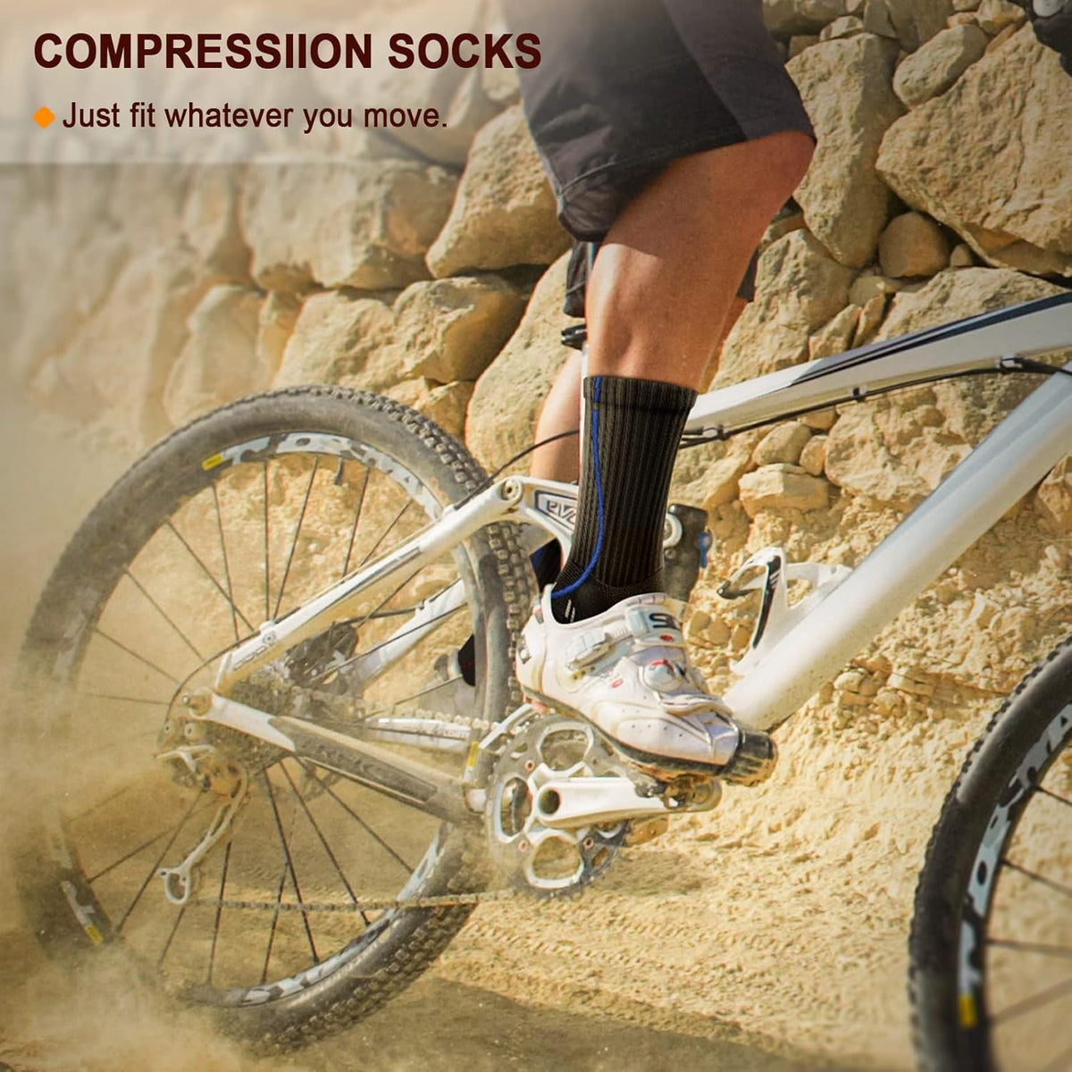 BULLIANT Compression Socks for Men 6Pairs, Athletic Crew Socks Cushioned For Men Sports Running-Arch Support