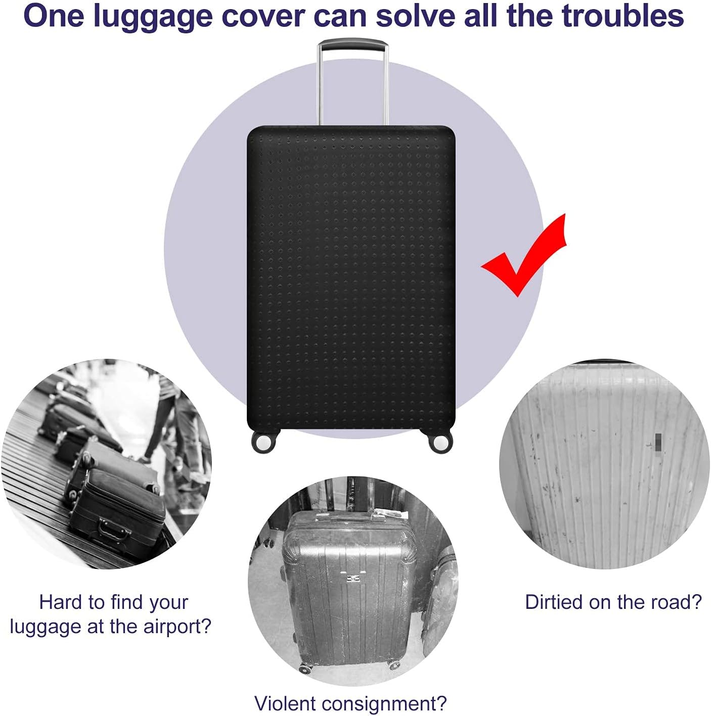 7-mi Water Resistant Print Trolley Case, Black, Size L: Fit 28-30 Inch Luggage