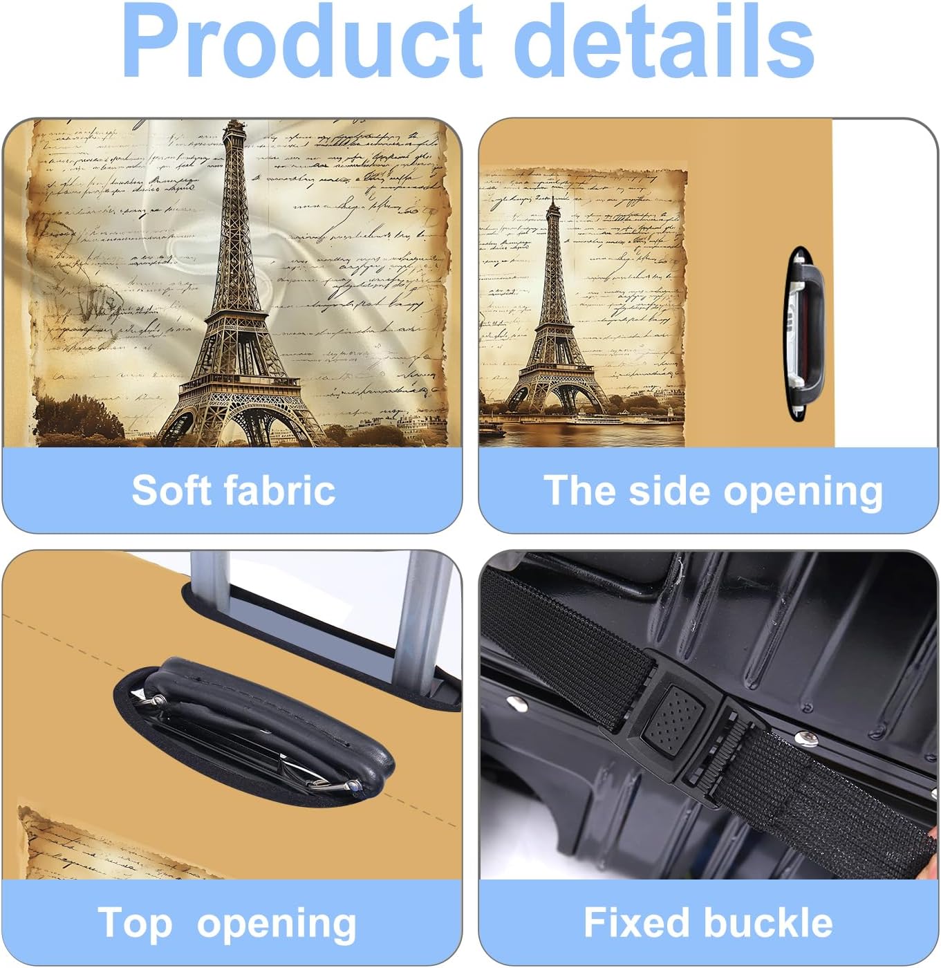 Luggage Cover Washable Suitcase Protector Anti-scratch Suitcase cover Fits 20-34 Inch Luggage (Tower-3, M(24-26inch suitcase))