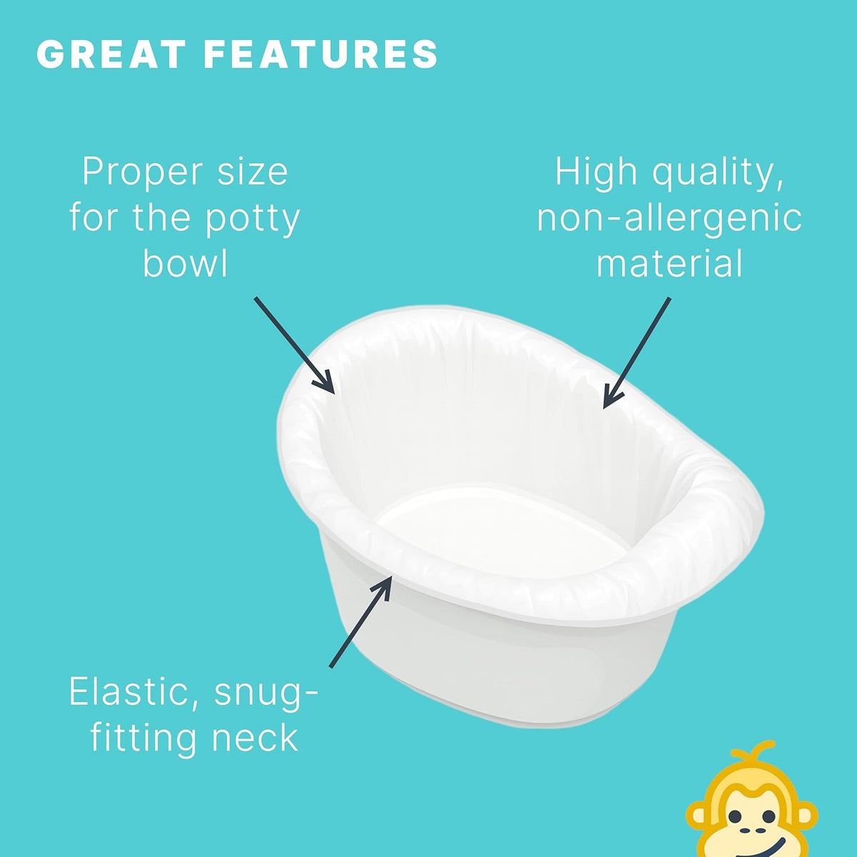 Potty Liners Compatible with Summer Infant My Potty Pro - 60 Count - Strong, Leak-Proof, Baby-Safe, Perfect Fit - Clever Baboon