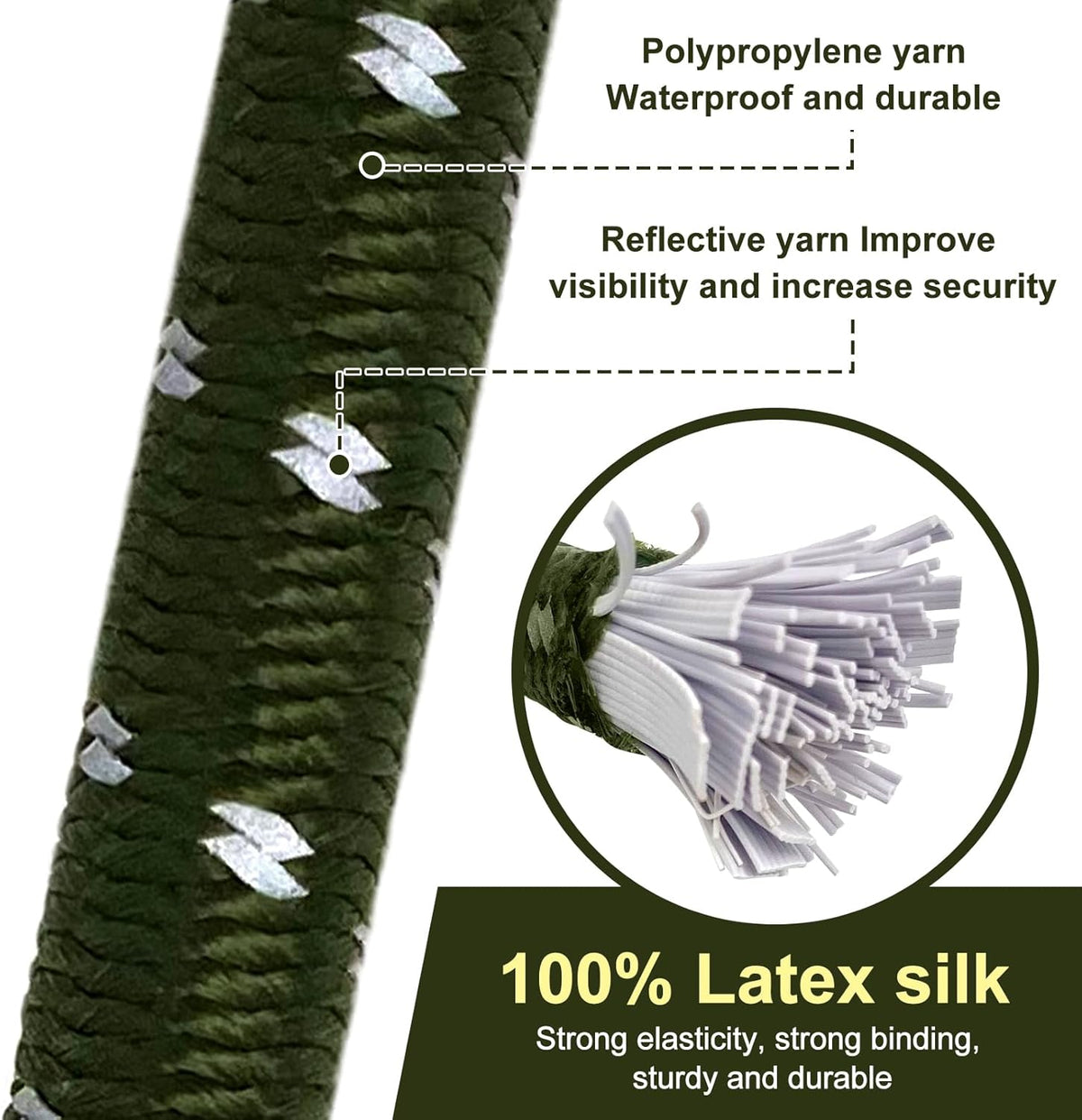 Bungee Cord Luggage Cord Resilience 18 Inch 4 Pieces for SecuringTents, Tarps, Luggage ，Truck, ATV Off-Road Motorcycle Bicycle Riding,Multi-Scenario Applicable Green