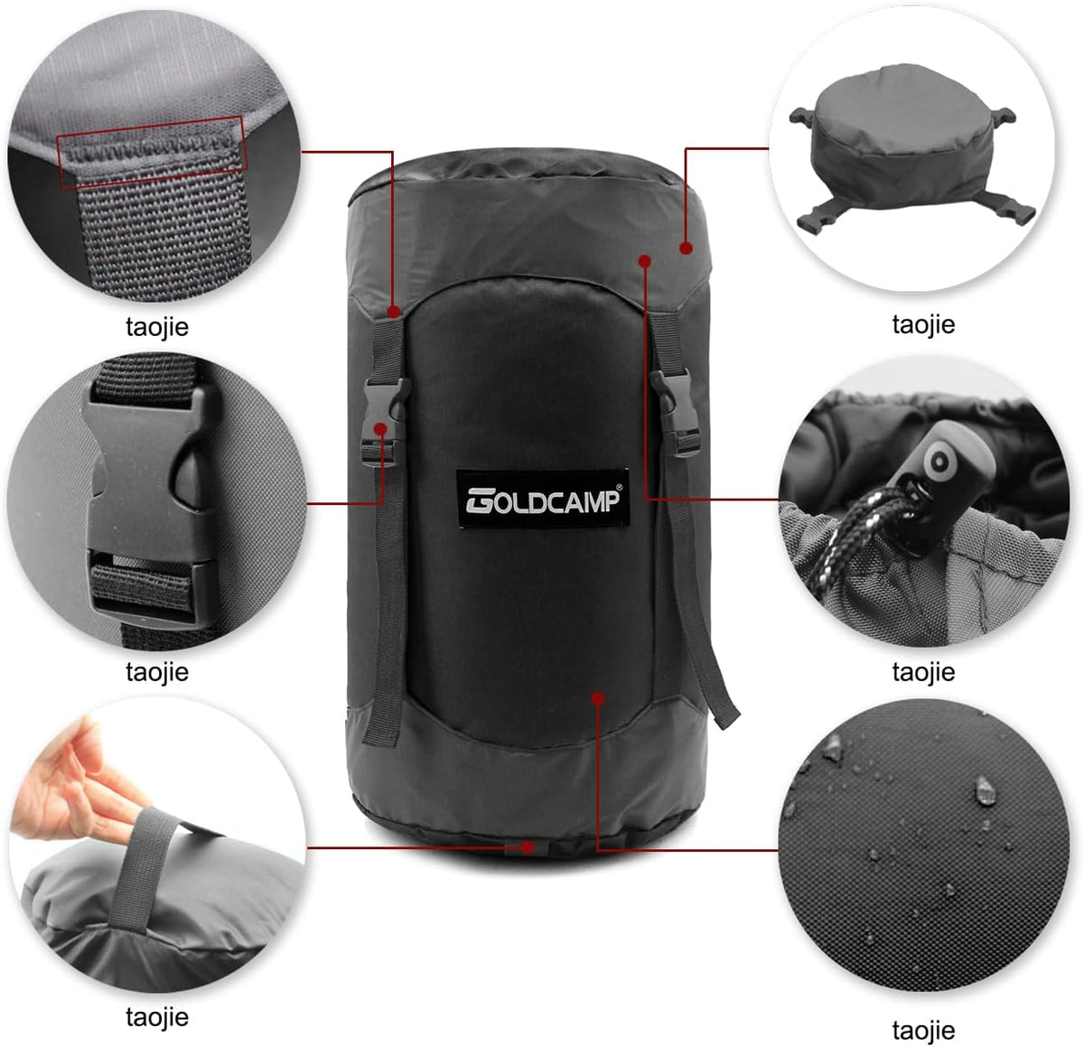 Outdoor Storage Stuff Sacks, Camping Gear Organizer (Black, L)