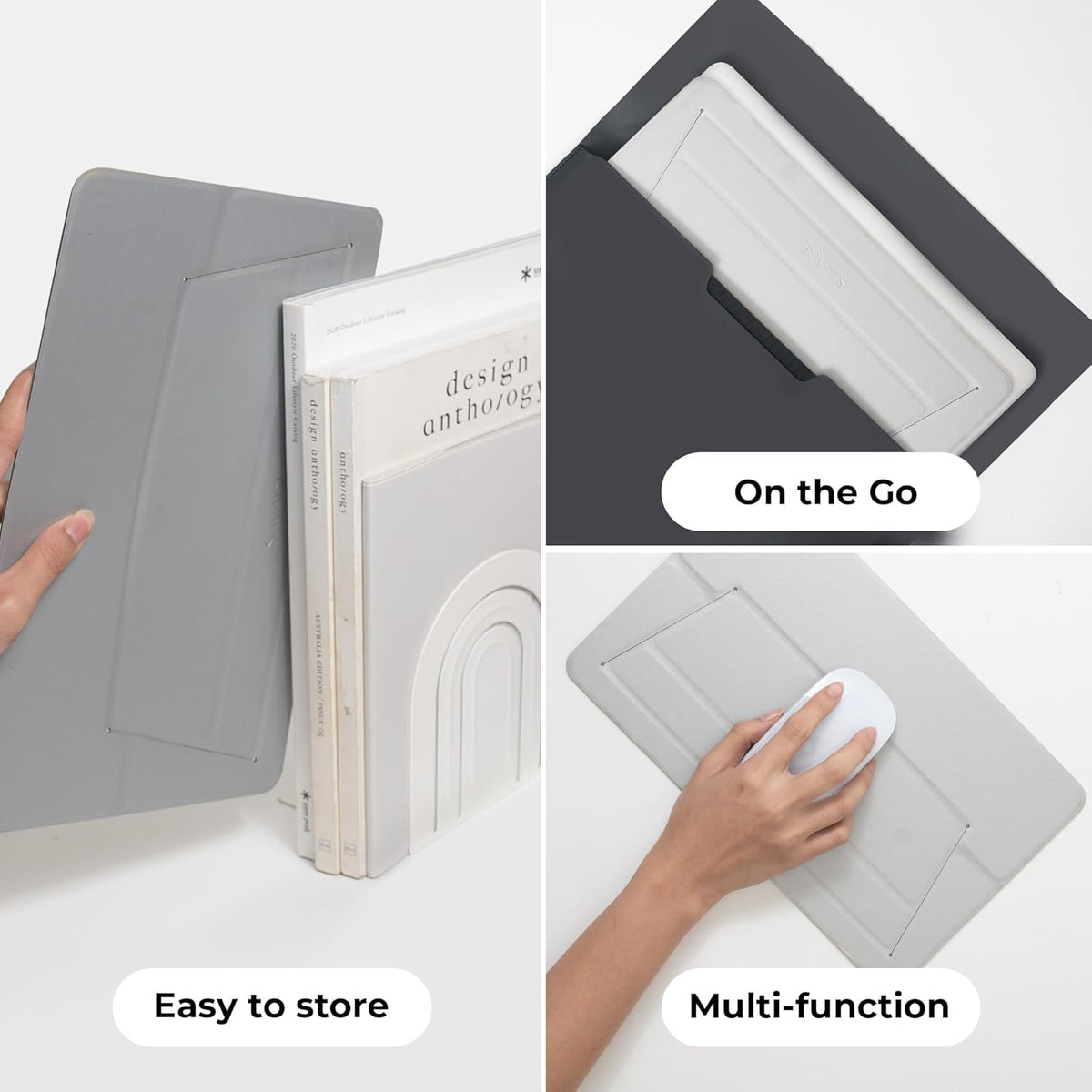 SenseAGE Laptop Stand for Desk, Office, Ergonomic Notebook Stand, Foldable & Portable Travel FlatStand, Lightweight, Anti-Slip, Compatible with MacBook Air, Pro, and Up to 15.4" Laptops (Charcoal)