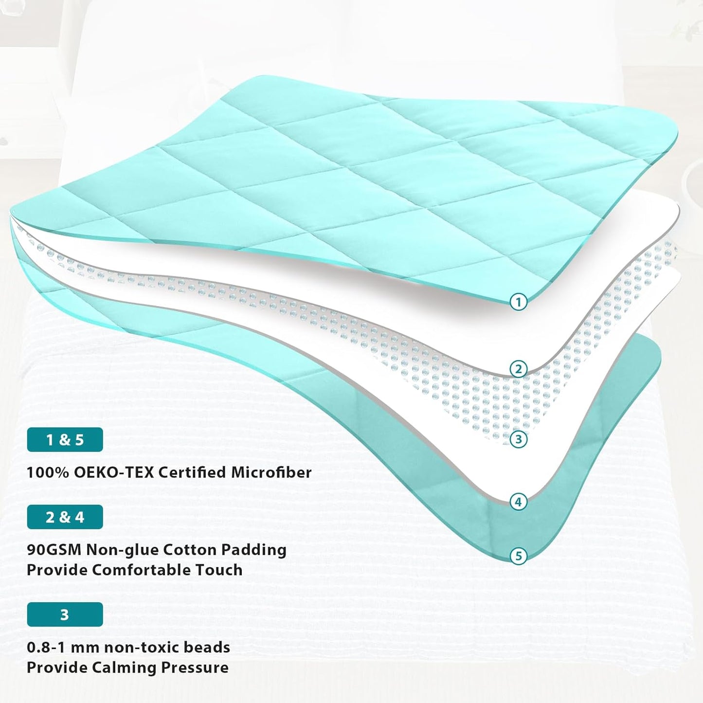 L'AGRATY Weighted Blanket - 48"x72" 15lbs Cooling Breathable Heavy Blanket with Glass Beads for Adult All-Season