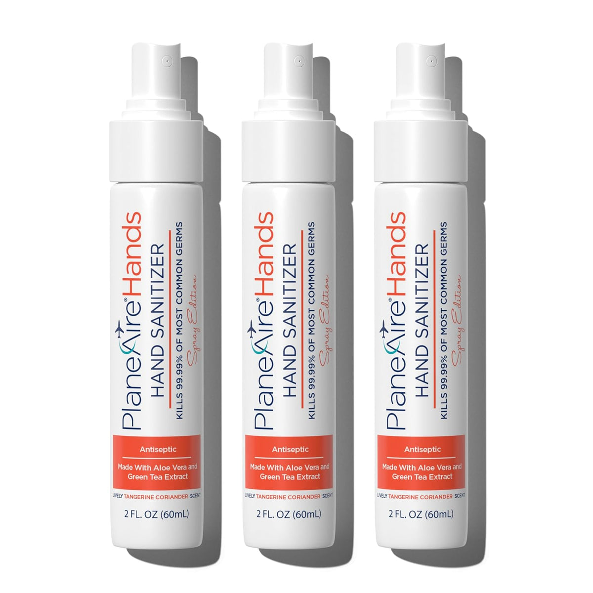 Tangerine Coriander Spray Hand Sanitizer | Travel Size | Hydrate & Cleanse | Made with Aloe Vera & Essential Oils | Green Tea Extract | Scented Travel Hand Sanitizer | Hand Sanitizer Spray | 3-Pack