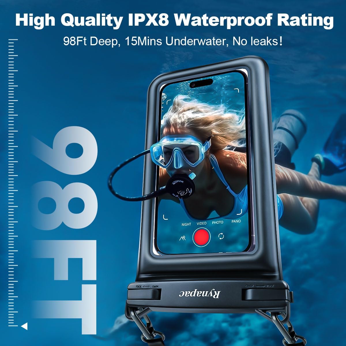 Waterproof Phone Pouch Floating, Double Bags Waterproof Phone Case with Lanyard for iPhone 16 15 Pro Max, Galaxy S24 S23 Ultra, IPX8 Cellphone Dry Bag Beach Cruise Ship Essentials 2 Pack-8.5''