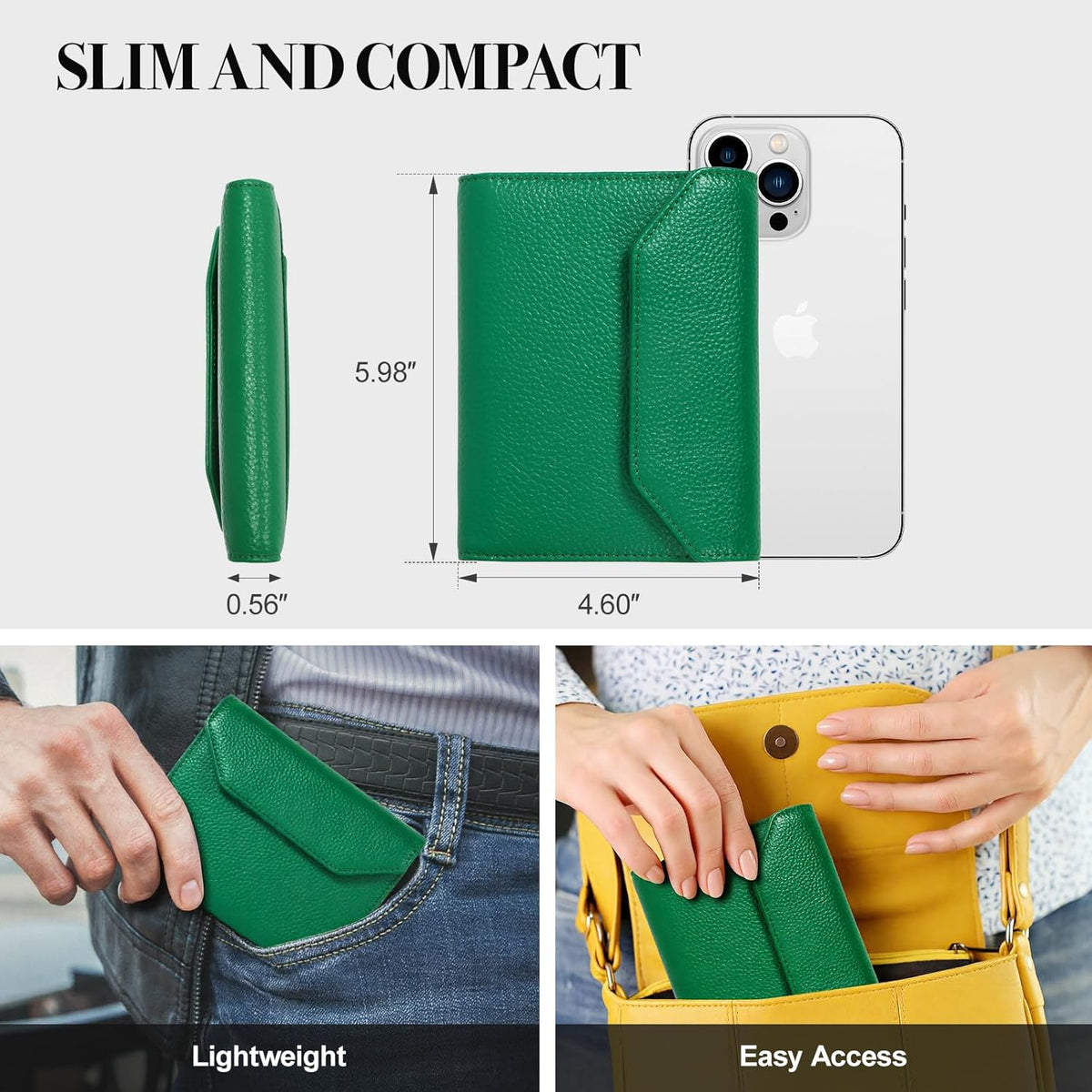 Leather Passport Holder Cover,Passport Book Holder,Rfid Blocking Travel Wallet Protect Your Card Security,Travel Document Organizer for Men Women,Airport Essentials Gift (Green)