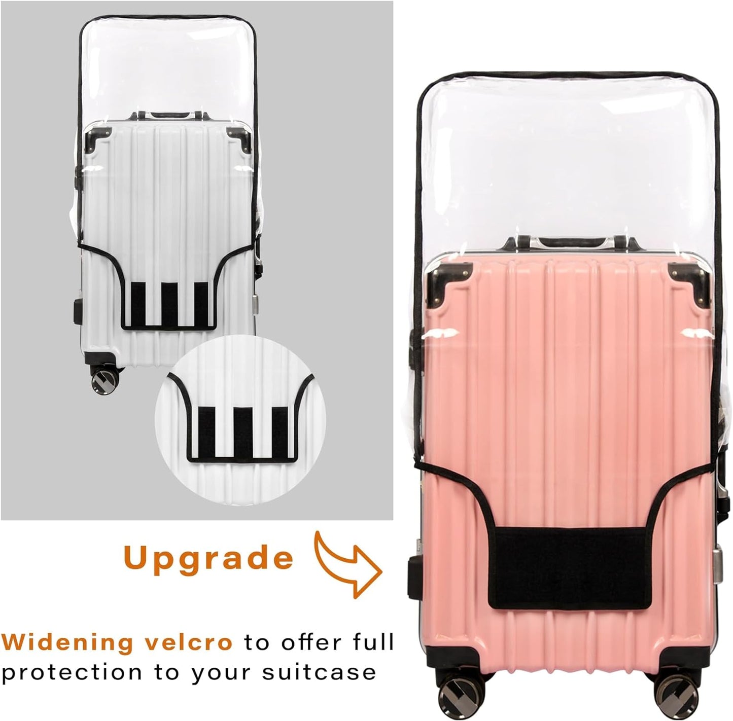 3PCS Clear PVC Suitcase Cover Protectors Transparent Luggage Covers Waterproof Wheeled Suitcase Dust Cover Dustproof Travel Luggage Sleeve Protector 20"+24" 28" (3PCS Upgraded)