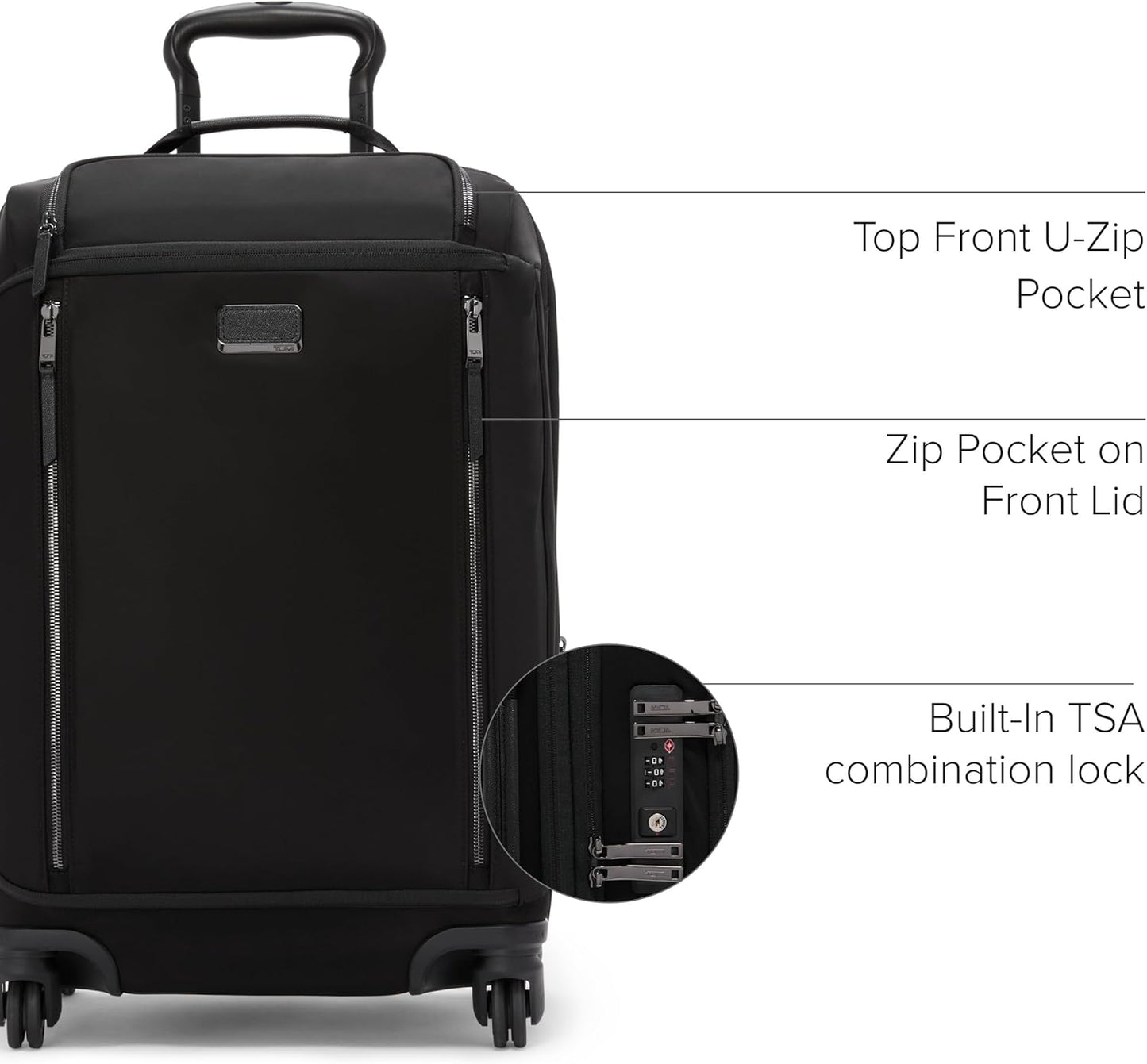 TUMI - Voyageur Leger 4 Wheeled Luggage - Women's Lightweight and Spacious, Sleek Silhouette, Durable Premium Suitcase - 21.8" International Expandable Carry-On, Black with Gunmetal Hardware