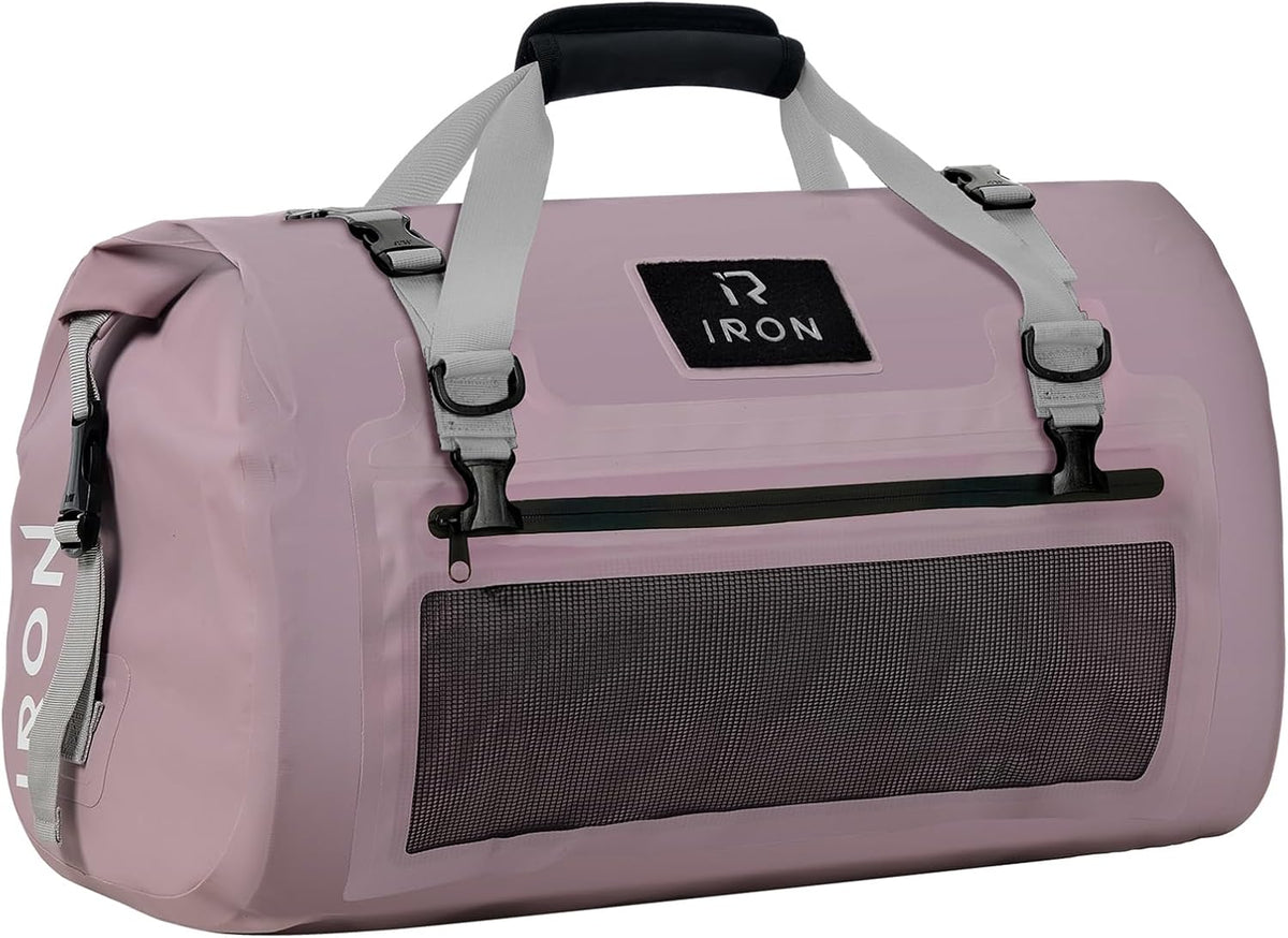 IRON JIA'S Motorcycle Dry Bag - Waterproof Duffle & Luggage Tail Bag Saddle Bags with Roll Top Closure, Shoulder Straps, Inner Pocket and Mesh Pocket (Purple, 30L)