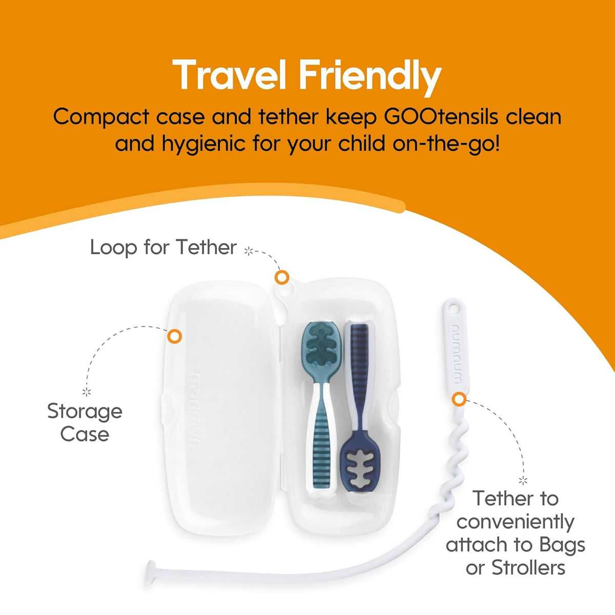 NumNum Pre-Spoon GOOtensils Travel Case with Silicone Tie – Clear (Case Only, Spoons Not Included)