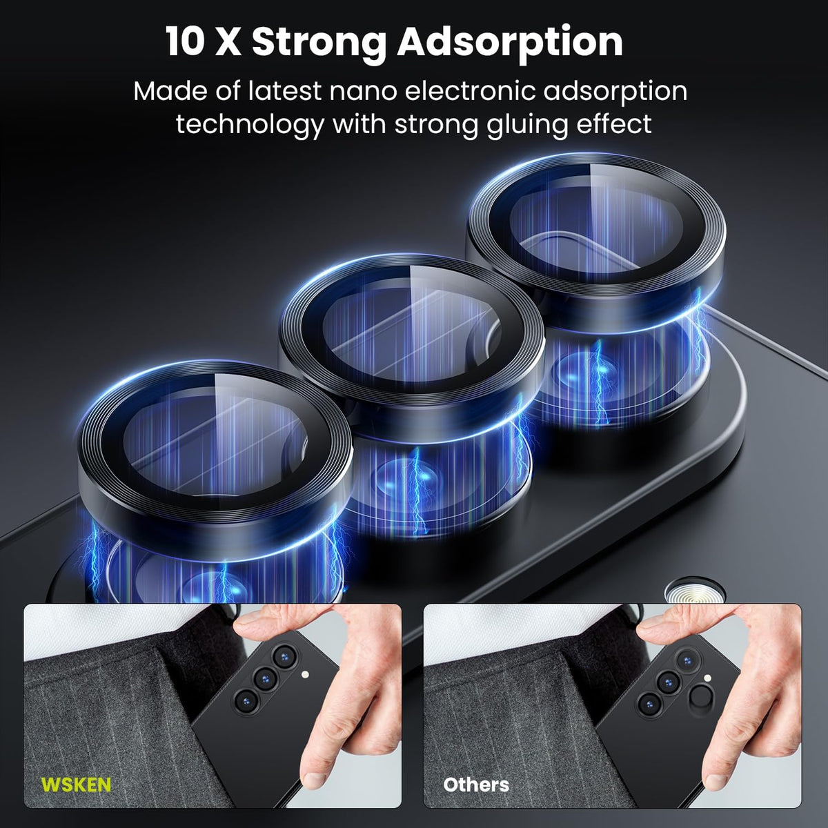 WSKEN for Z Fold 7 Camera Lens Protector Case Cover - Ultra HD Anti-Reflective Tempered Metal Glass Anti Scratch Rear Camera Screen Protector Film for Samsung Galaxy Z Fold 7 5G Accessories,Black