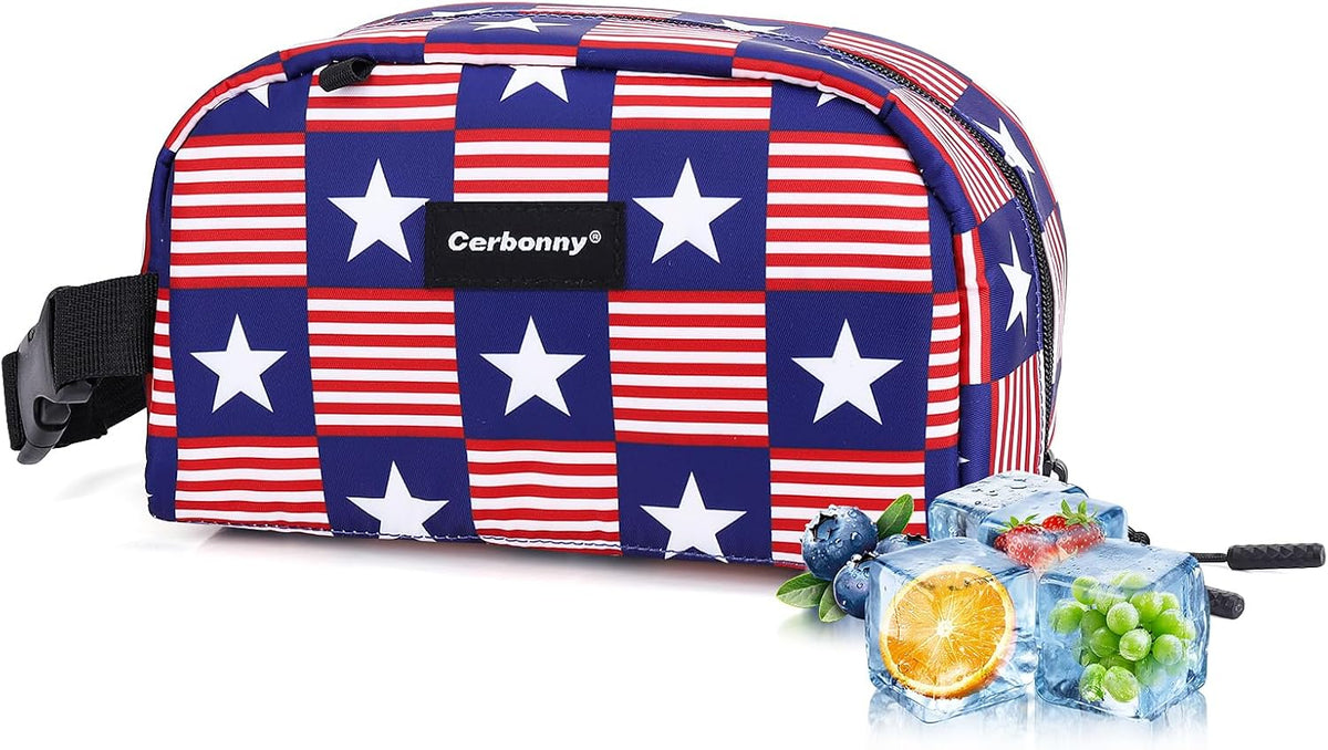 Cerbonny Small Cooler Bag Freezable Lunch Bag for Work School Travel, Leak-proof Insulated Eco-friendly Lunch Bag, 2.5L, Flag