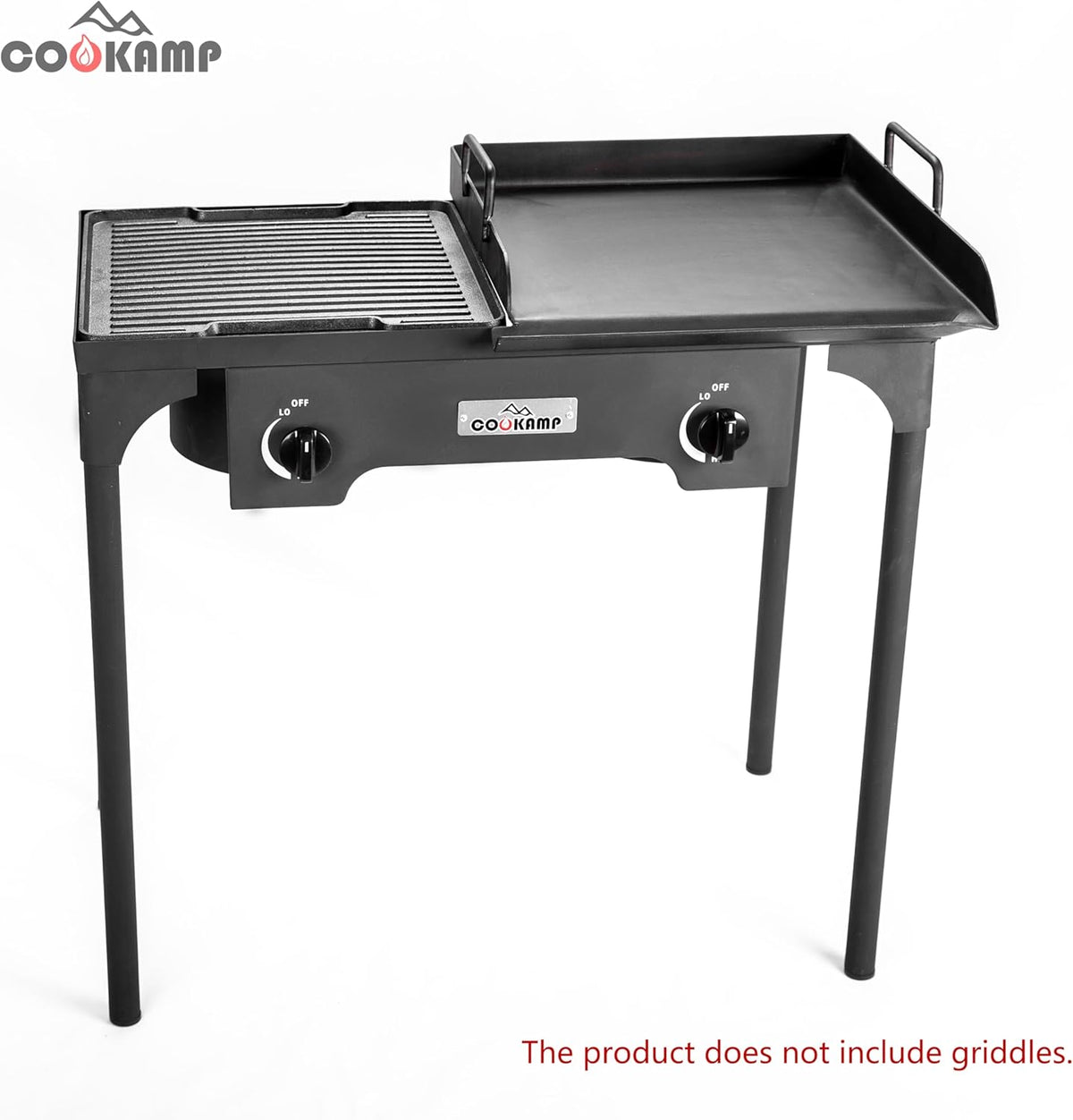 High Pressure Double Propane Burner Outdoor Camping Stove with 0-20 PSI Adjustable Regulator and Steel Braided Hose (Two Burner Stove)