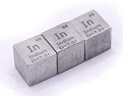 0.39" 10mm Soft Indium Metal Cube in up to 99.9% Pure Periodic Table Element Engraved Density Collection Science Education Display Block Cube + Acrylic Case Box - 1PC